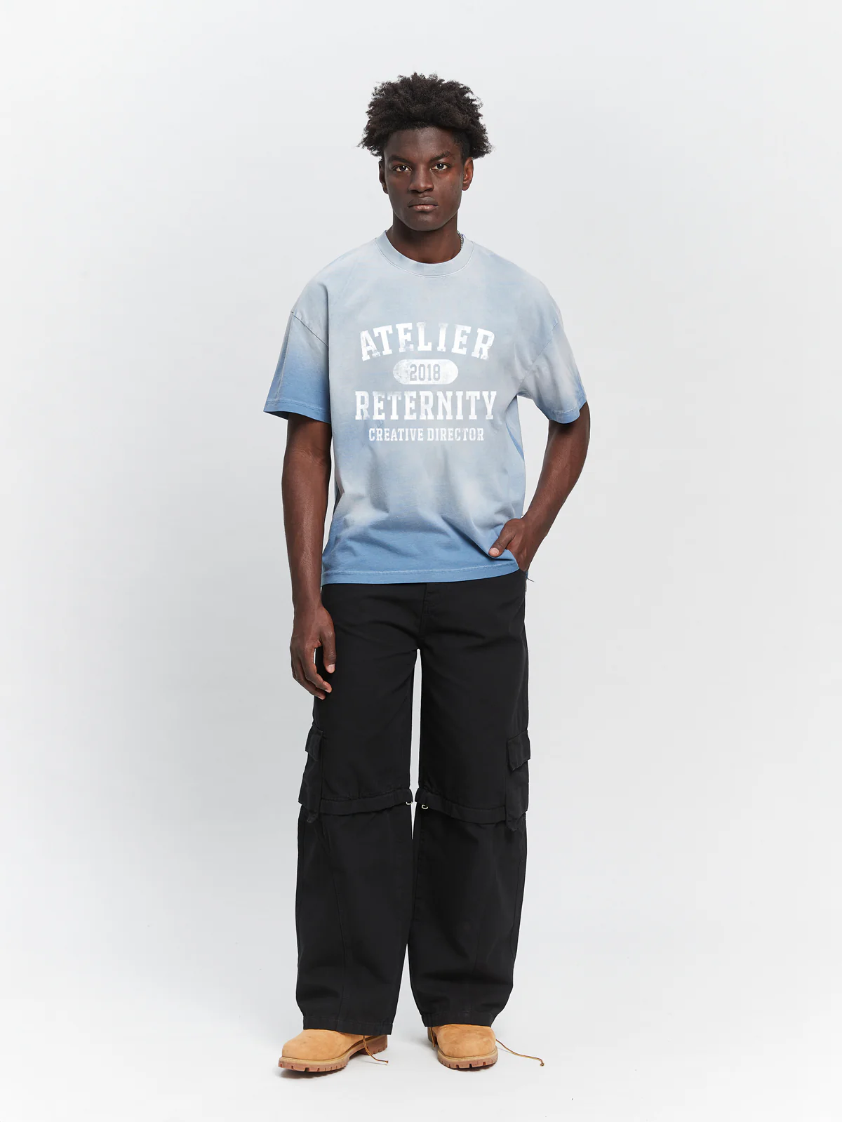 ATELIER EMBLEM T-SHIRT - HEAVY BLEACHED BLUE - Image 6
