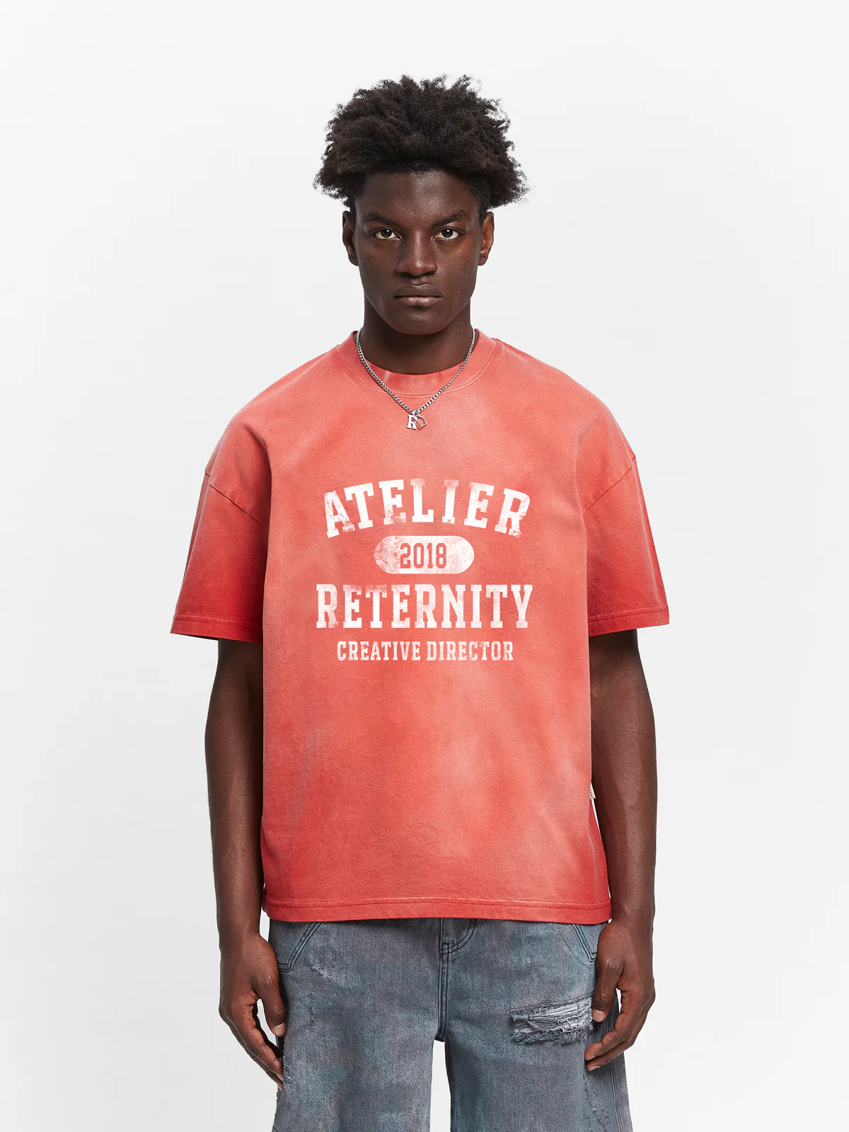 ATELIER EMBLEM T-SHIRT - HEAVY BLEACHED RED - Image 2