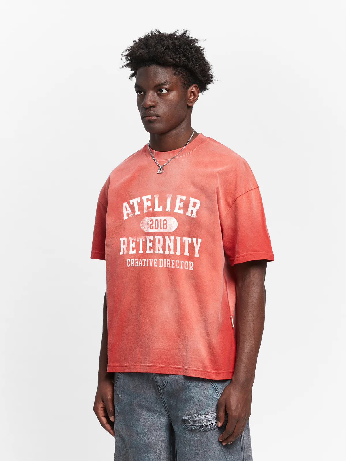 ATELIER EMBLEM T-SHIRT - HEAVY BLEACHED RED - Image 3