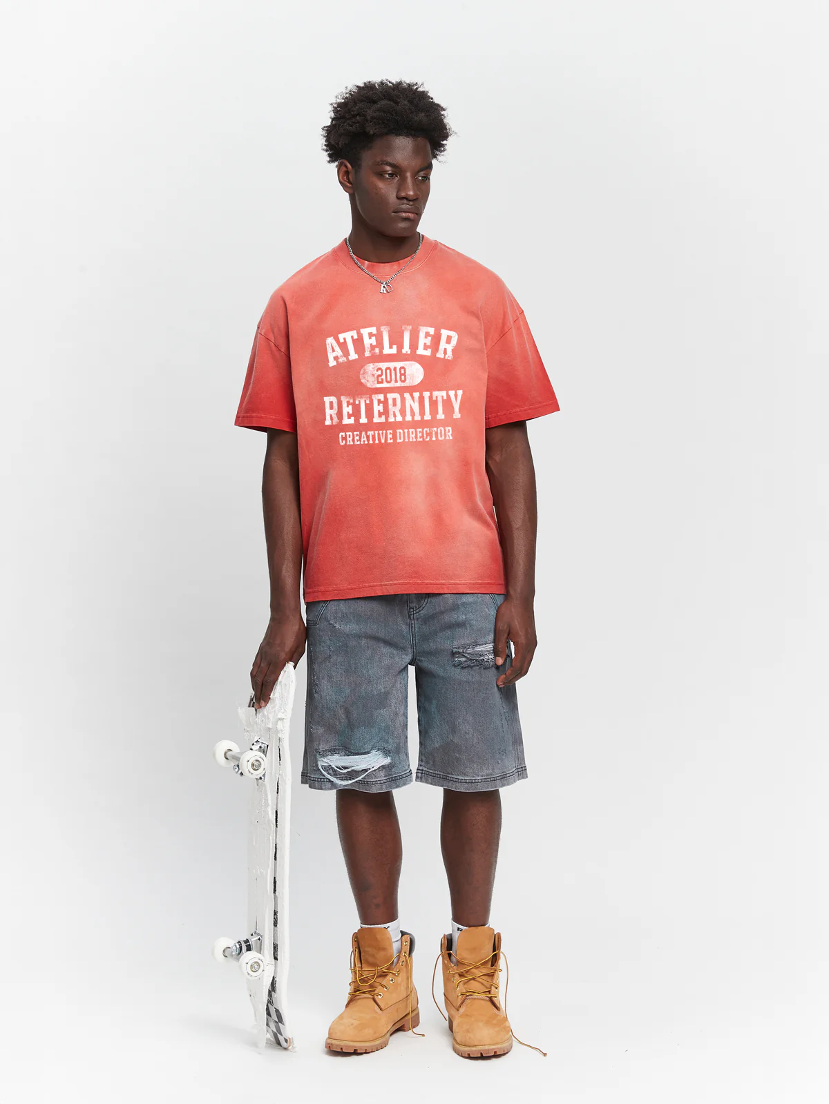 ATELIER EMBLEM T-SHIRT - HEAVY BLEACHED RED - Image 6