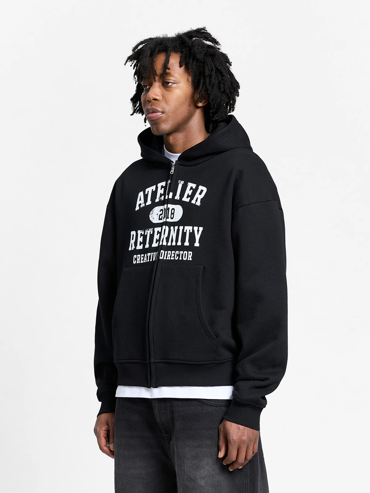 ATELIER EMBLEM ZIP-HOODIE - BLACK - Image 3