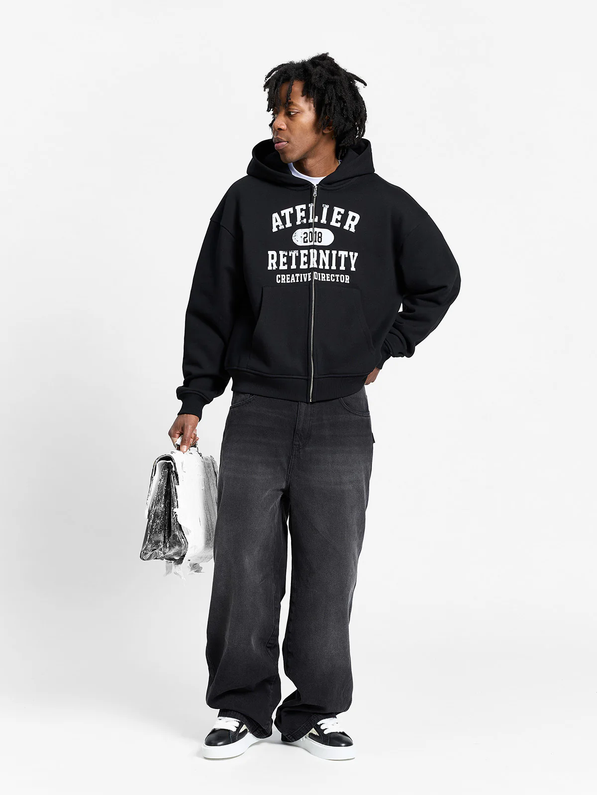 ATELIER EMBLEM ZIP-HOODIE - BLACK - Image 6