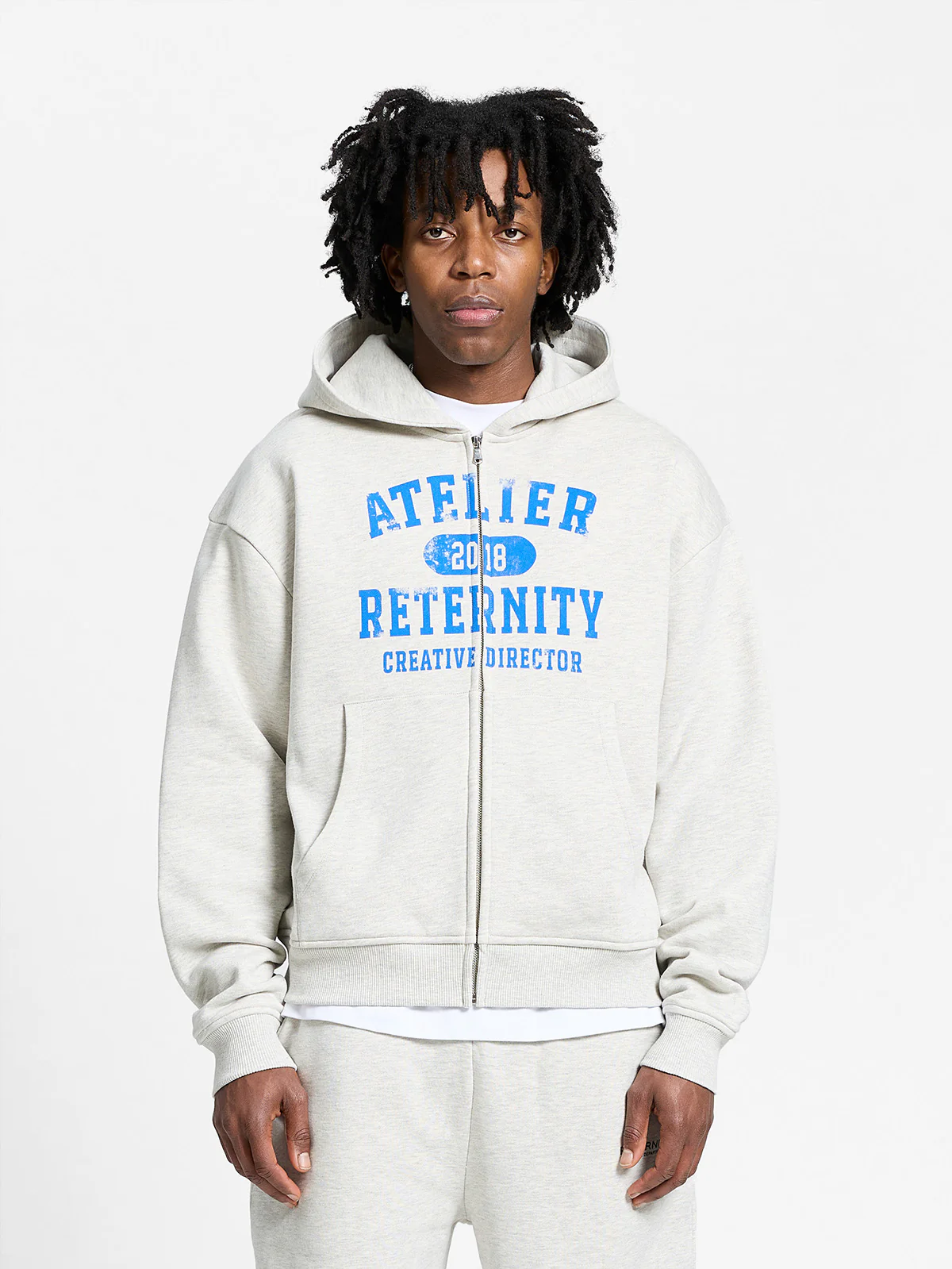 ATELIER EMBLEM ZIP-HOODIE - MELANGE GREY - Image 2