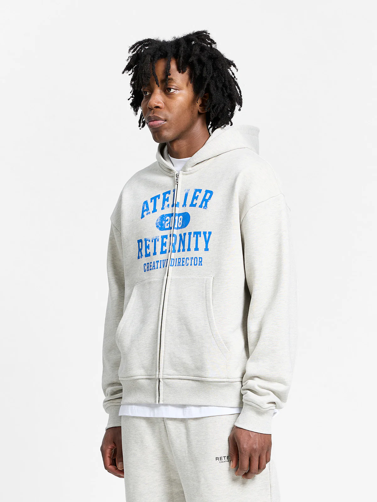 ATELIER EMBLEM ZIP-HOODIE - MELANGE GREY - Image 3