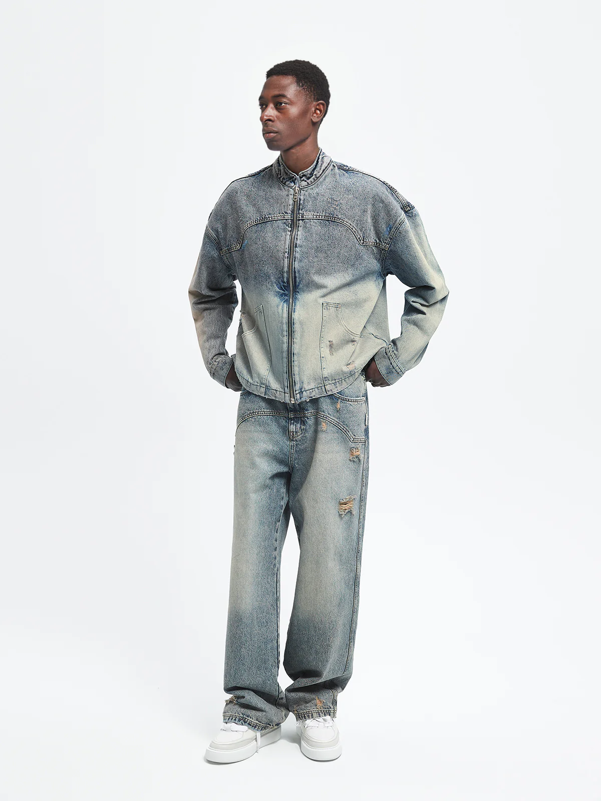 AURÉLIE DENIM JACKET - WASHED BLUE - Image 9