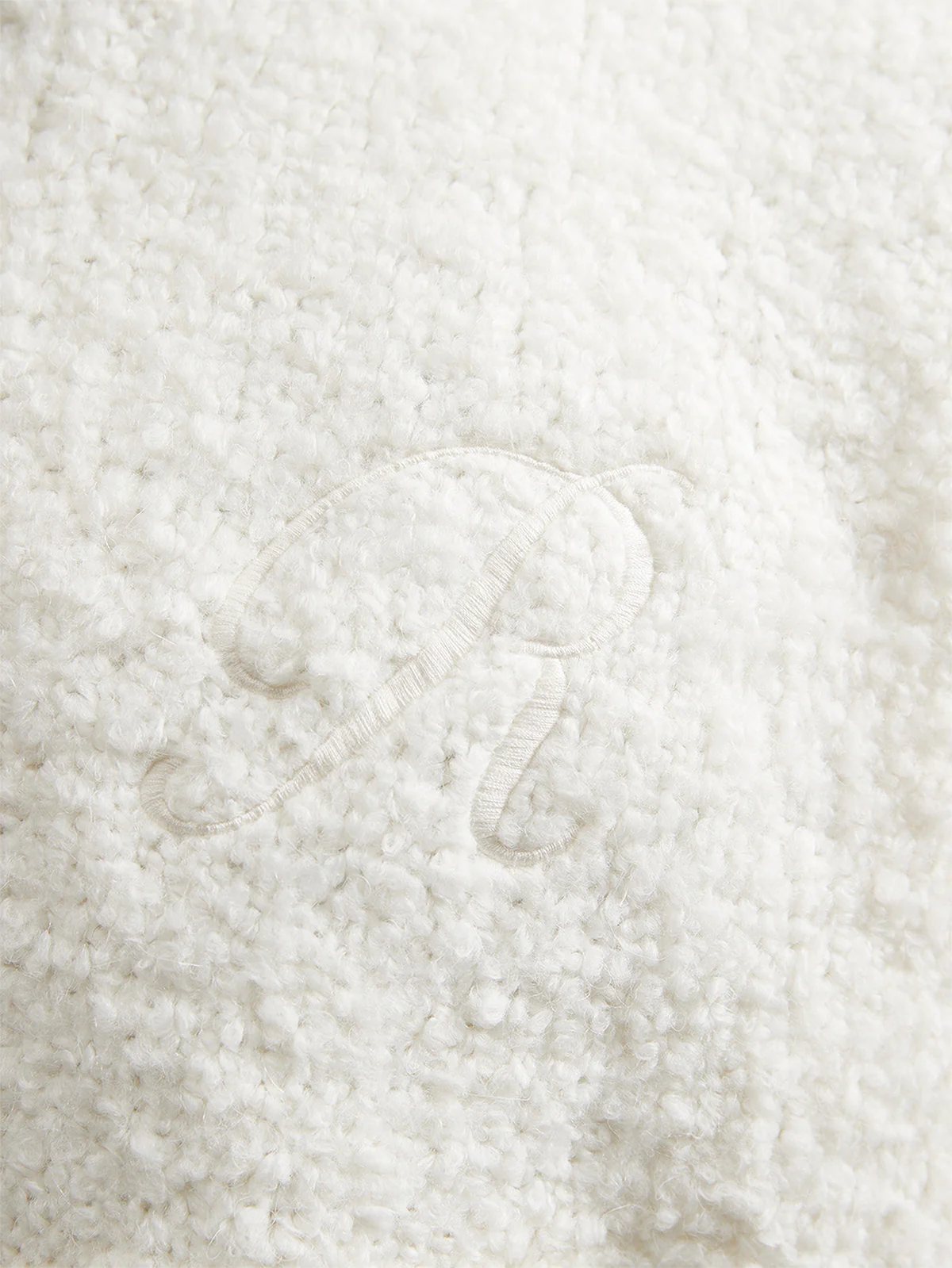 BOUCLÉ KNIT HOODIE - CREAM - Image 7