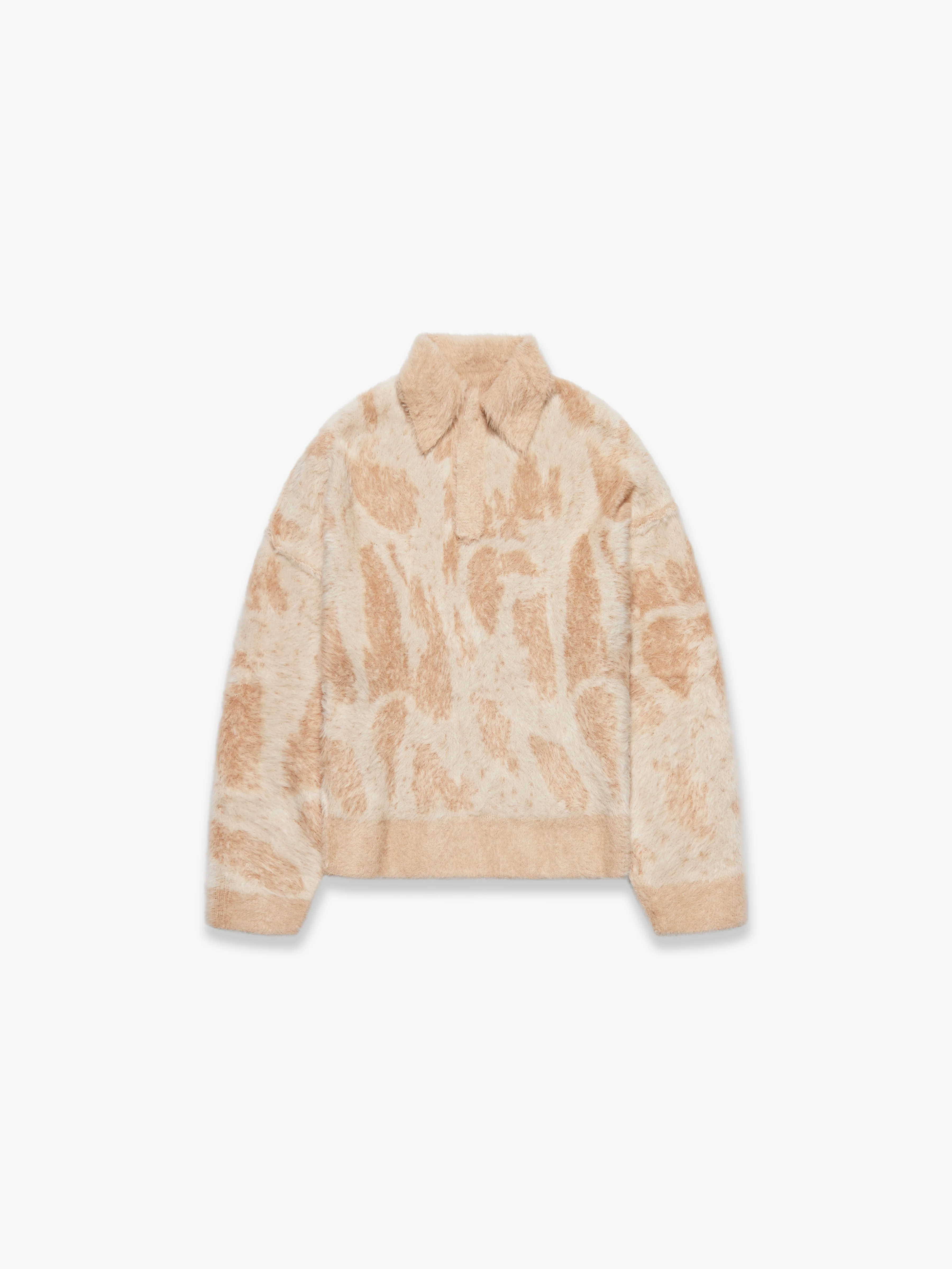 CLAIR FURRY KNIT POLO - SAND - Image 3