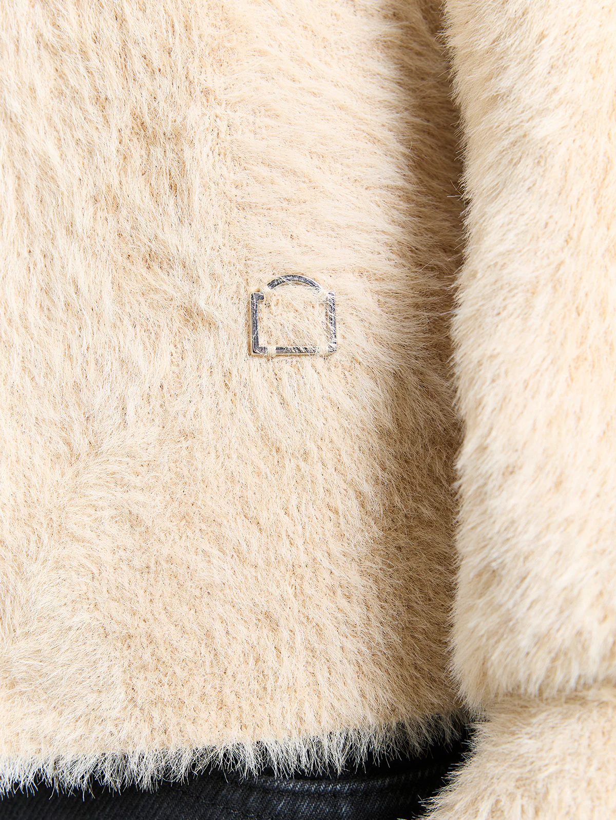 CLAIR FURRY KNIT POLO - SAND - Image 9