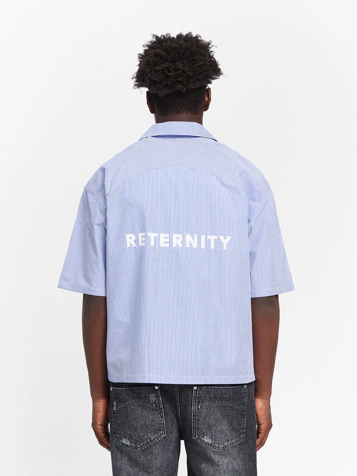 CONSTRUCTION BUTTON SHIRT - BLUE/WHITE - Image 5