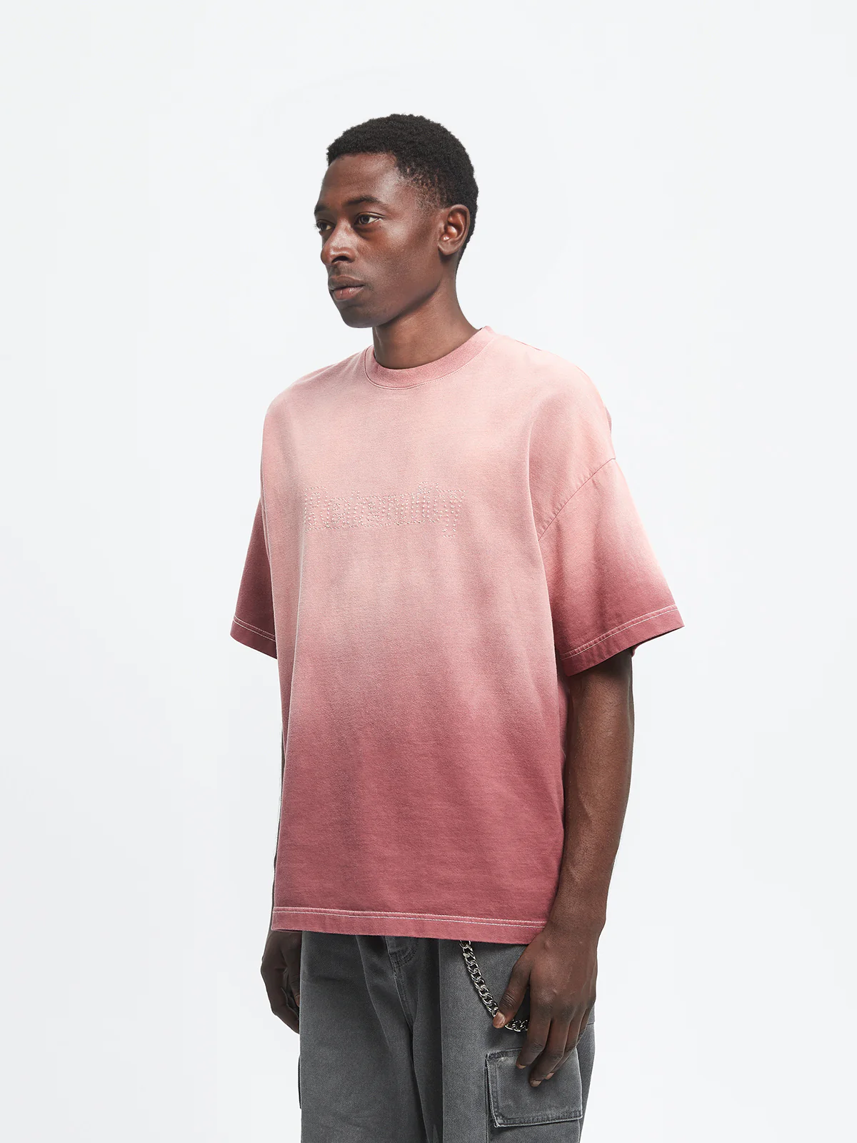 CONTRAST STITCH T-SHIRT - BORDEAUX - Image 3