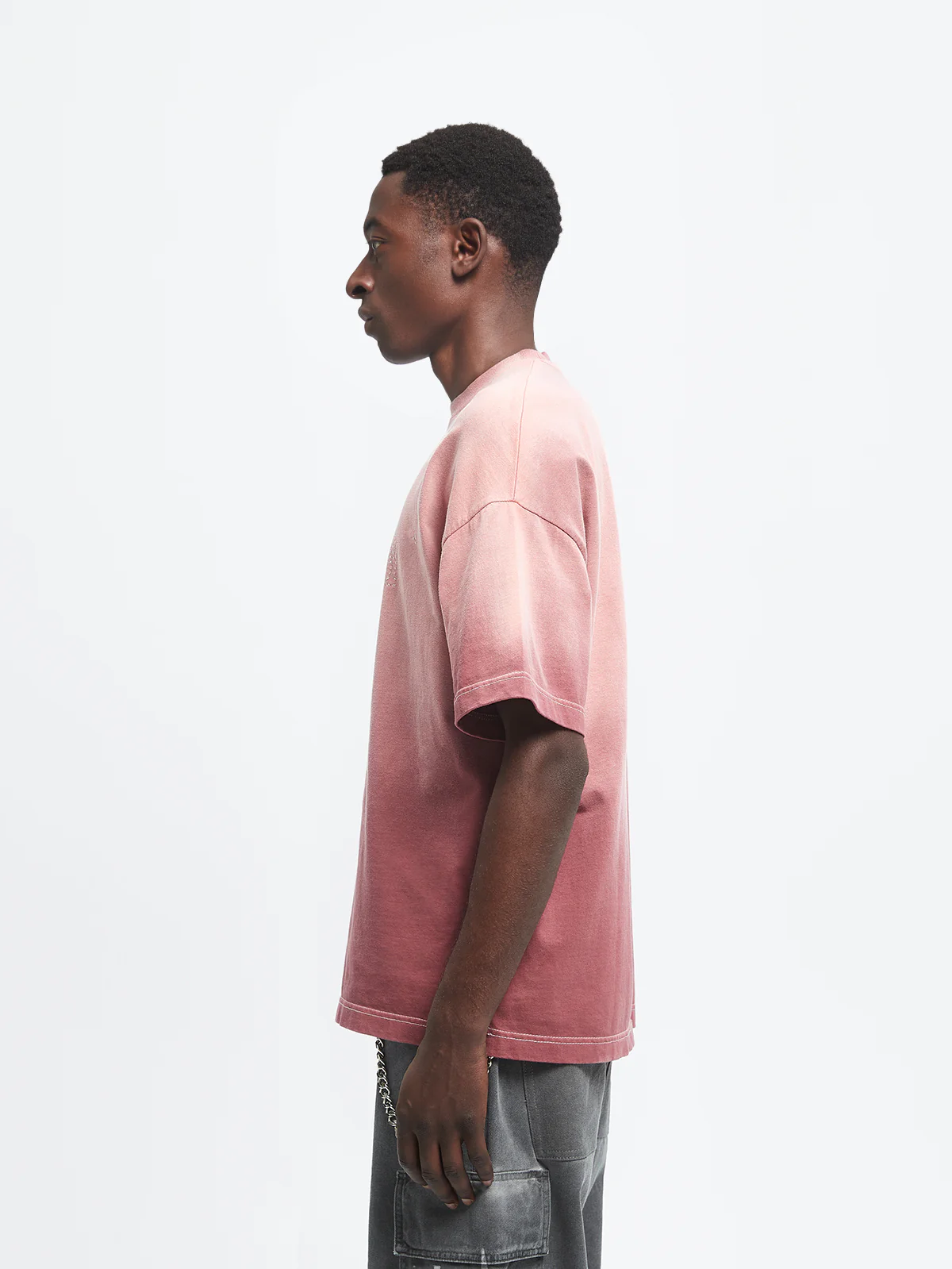 CONTRAST STITCH T-SHIRT - BORDEAUX - Image 4