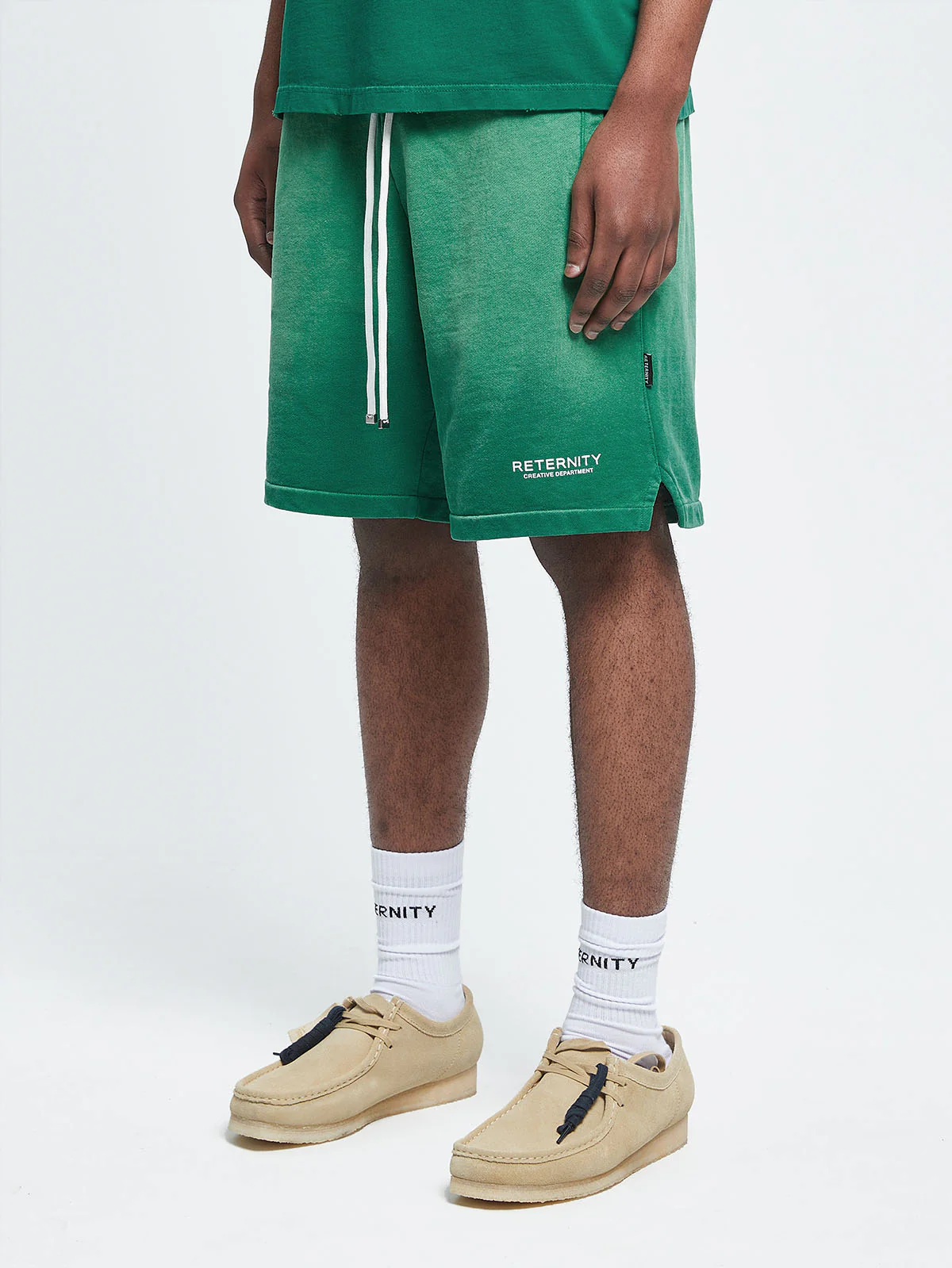 CREATIVE DEPT COTTON SHORTS - FADED GREEN - Image 3