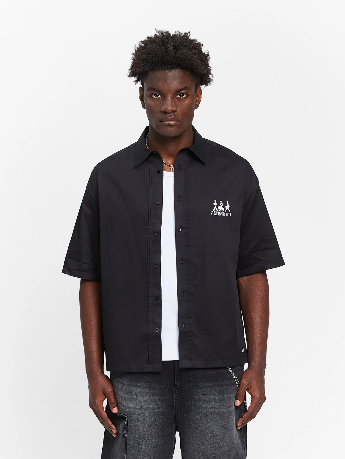 CREATIVE DEPT LOGO BUTTON SHIRT - BLACK - Image 2