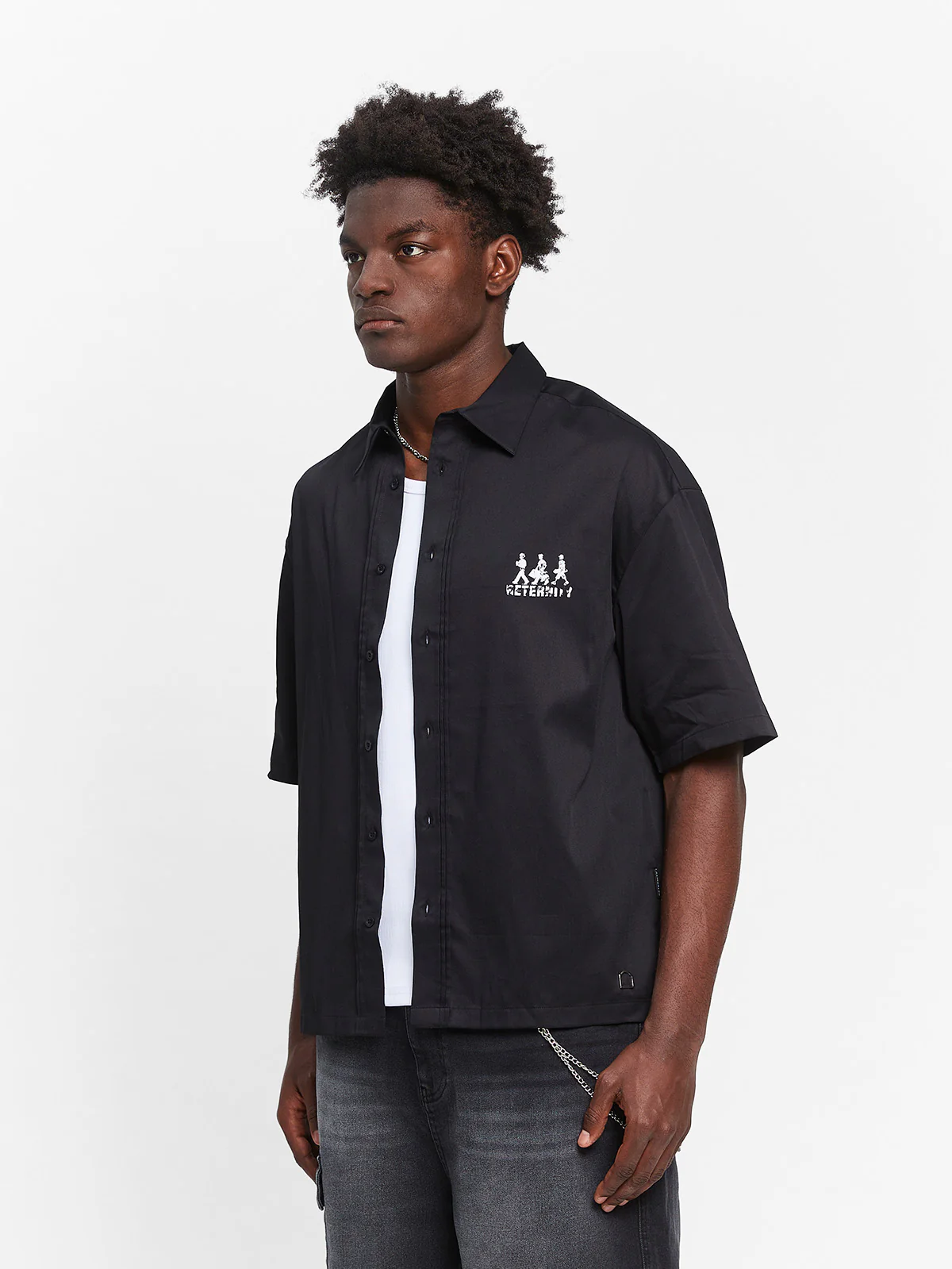 CREATIVE DEPT LOGO BUTTON SHIRT - BLACK - Image 3
