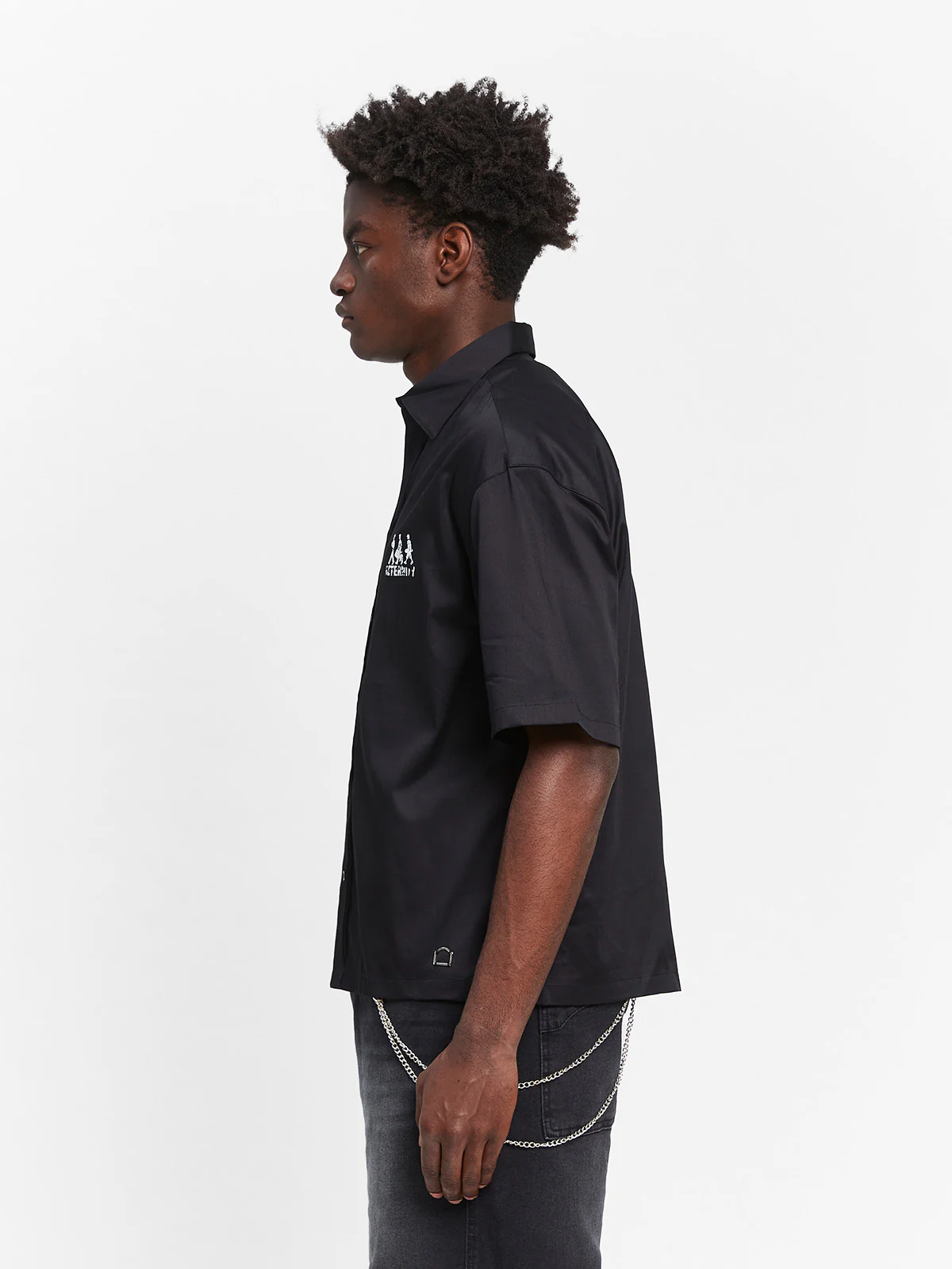 CREATIVE DEPT LOGO BUTTON SHIRT - BLACK - Image 4