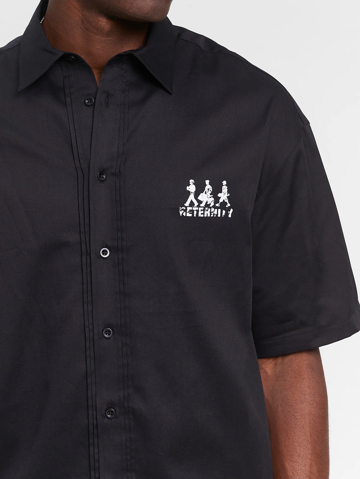 CREATIVE DEPT LOGO BUTTON SHIRT - BLACK - Image 7