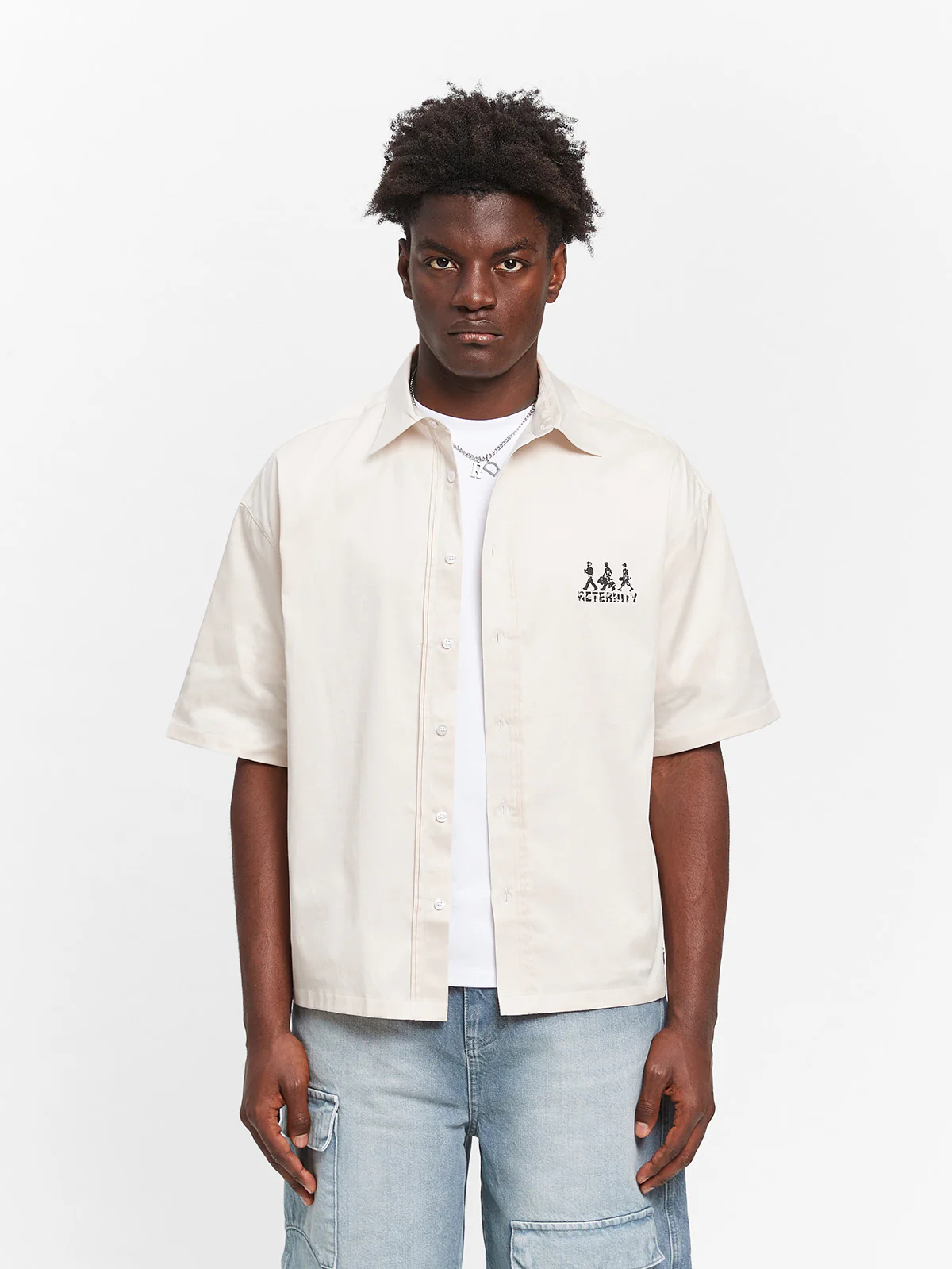 CREATIVE DEPT LOGO BUTTON SHIRT - CREAM - Image 3