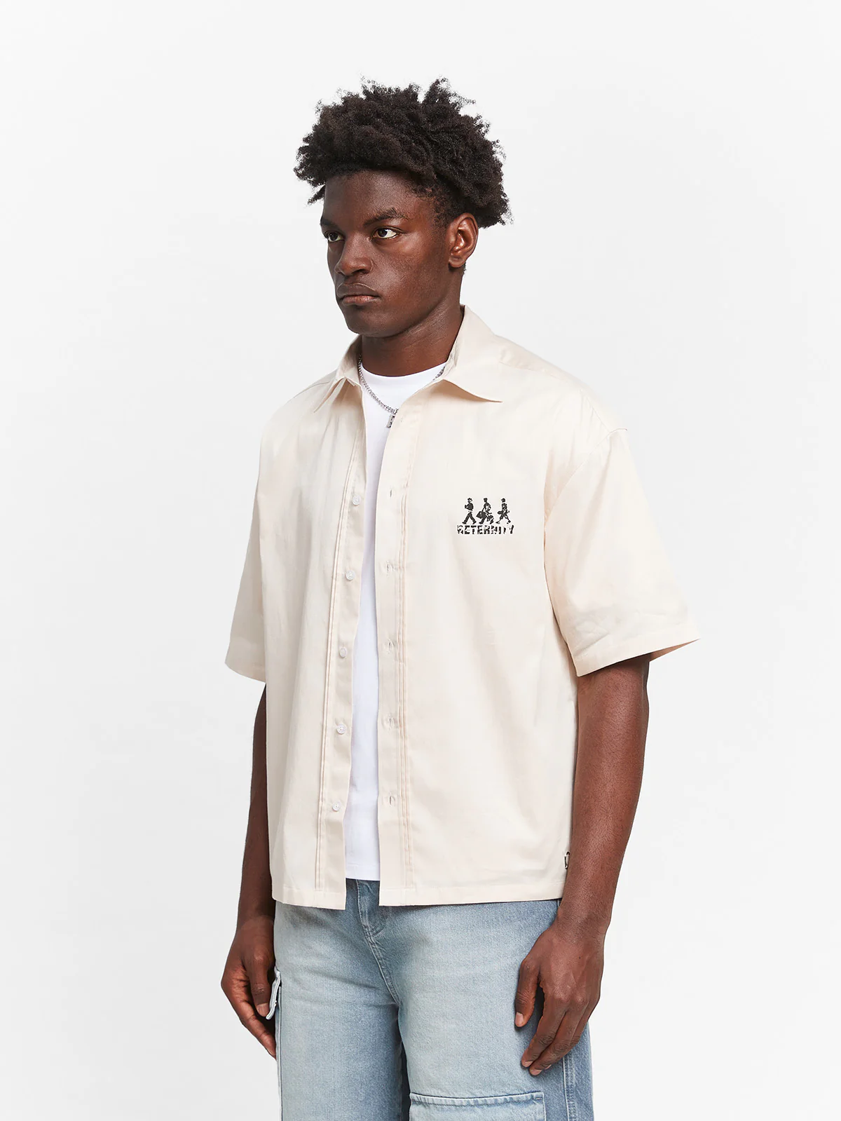 CREATIVE DEPT LOGO BUTTON SHIRT - CREAM - Image 4