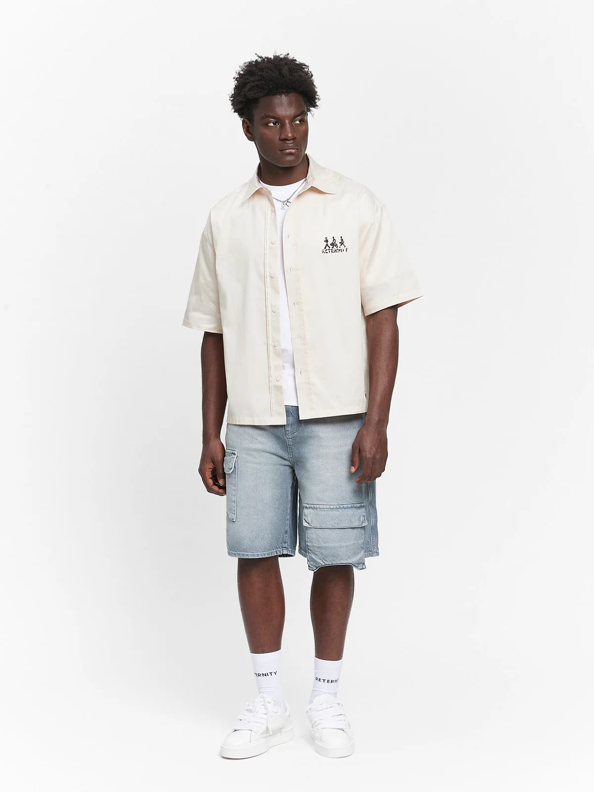 CREATIVE DEPT LOGO BUTTON SHIRT - CREAM - Image 7