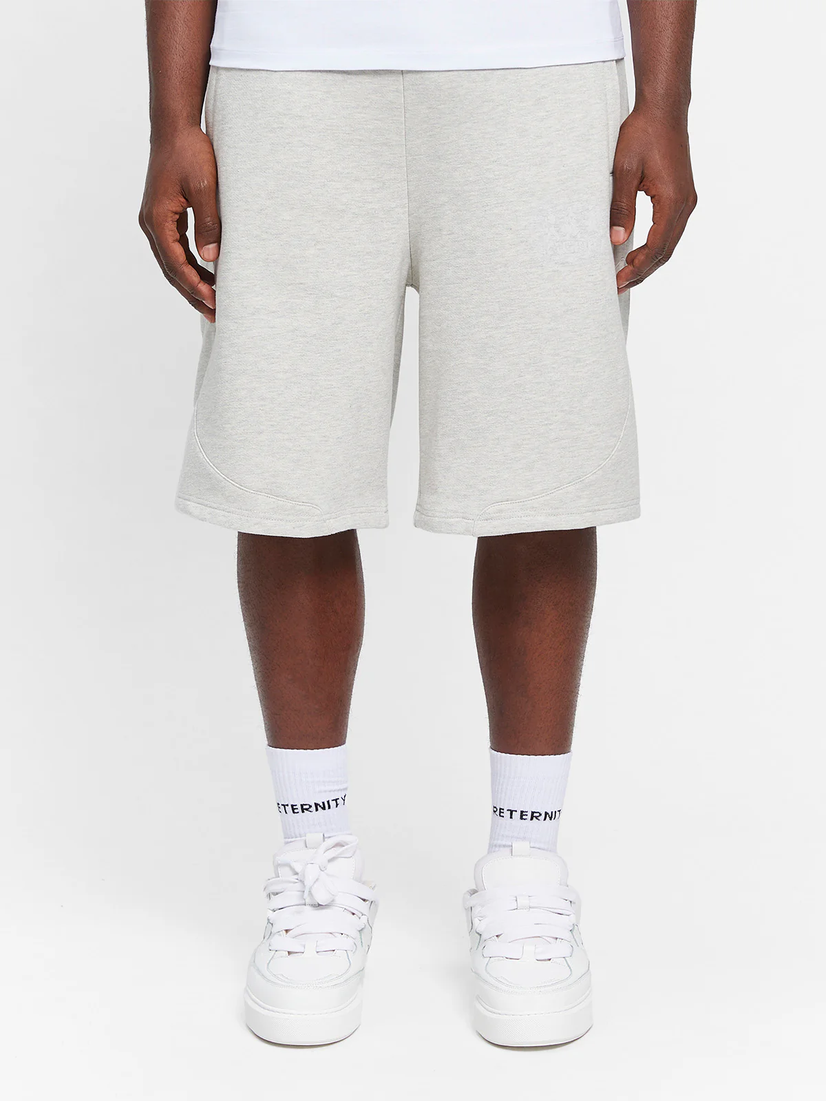 CREATIVE DEPT LOGO COTTON SHORTS - MELANGE GREY - Image 3