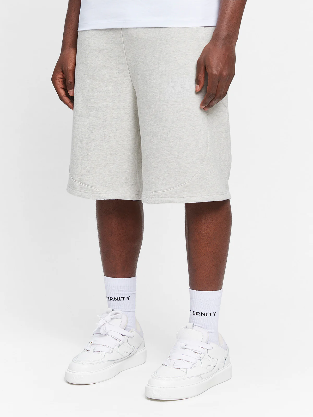 CREATIVE DEPT LOGO COTTON SHORTS - MELANGE GREY - Image 4