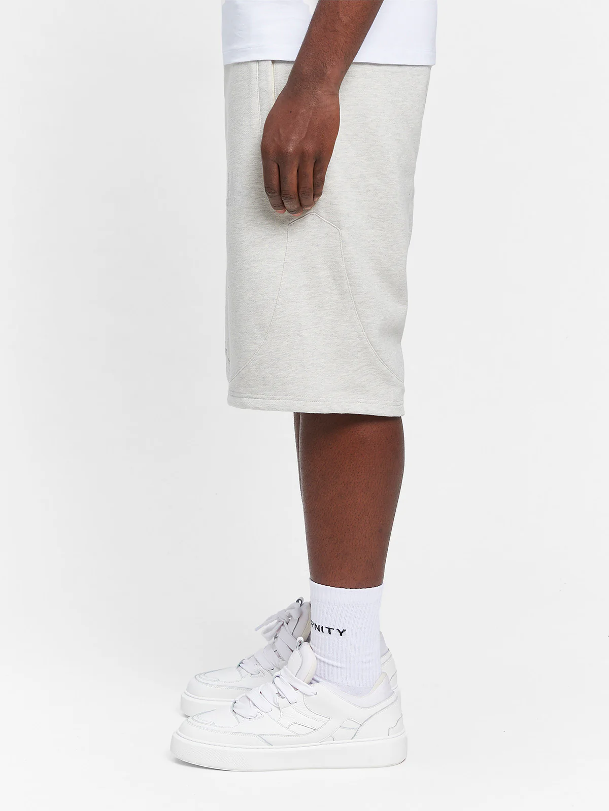 CREATIVE DEPT LOGO COTTON SHORTS - MELANGE GREY - Image 5