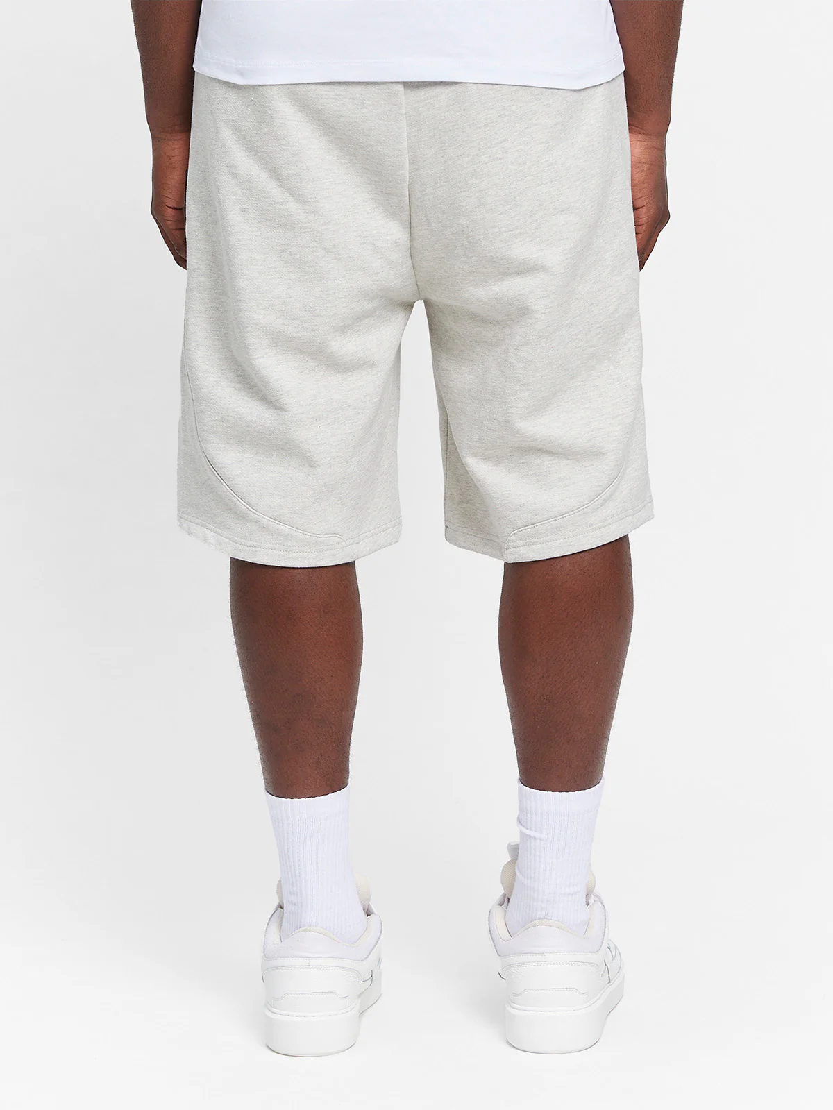 CREATIVE DEPT LOGO COTTON SHORTS - MELANGE GREY - Image 6