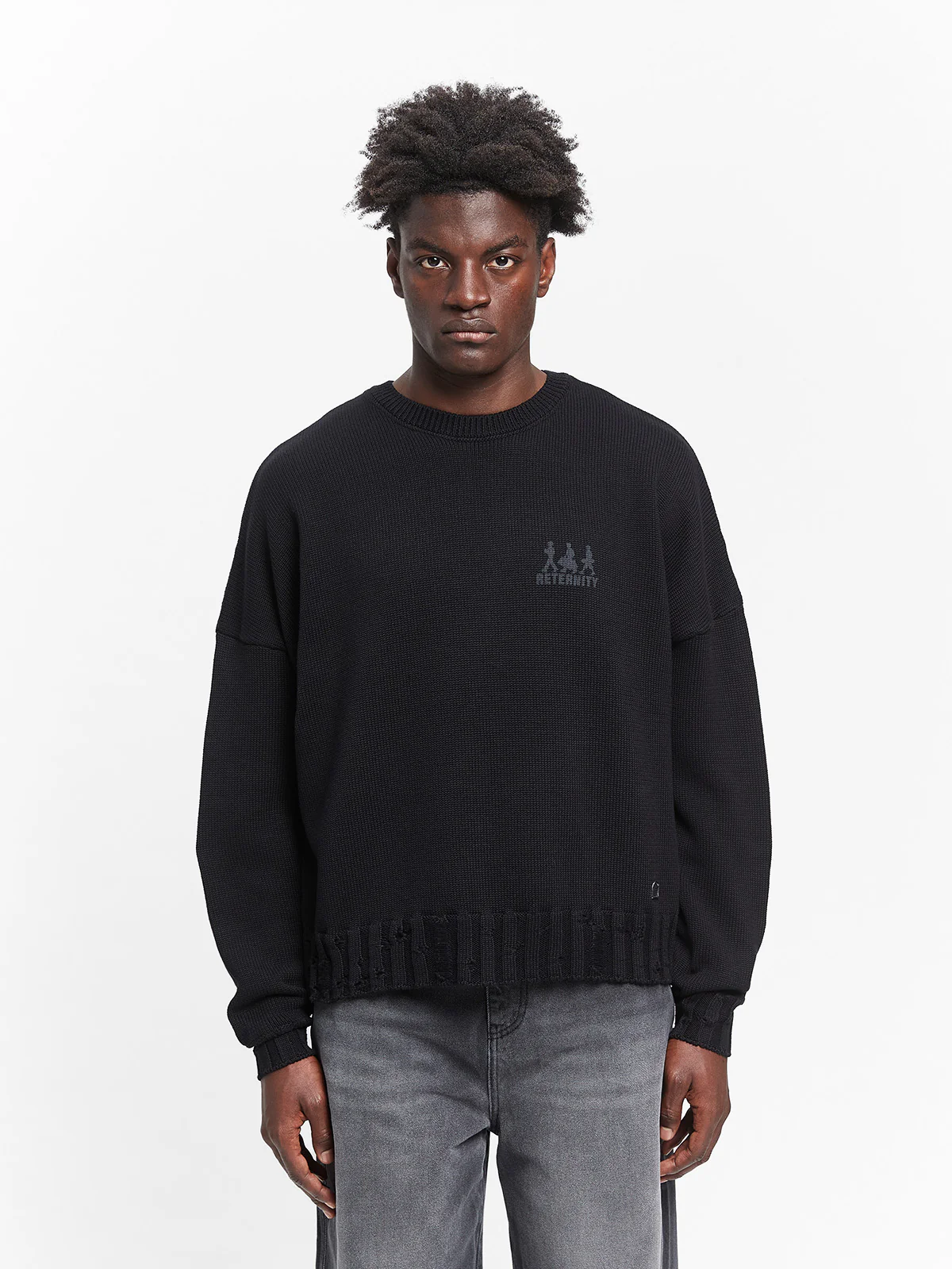 CREATIVE DEPT LOGO KNIT SWEATER - BLACK - Image 3