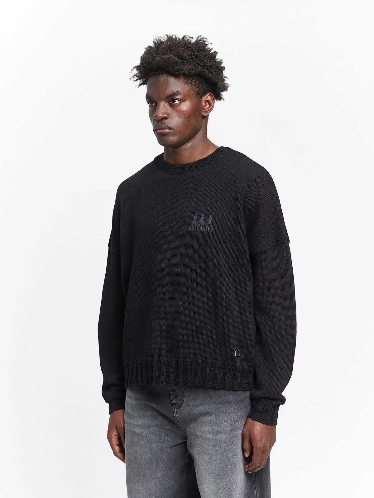 CREATIVE DEPT LOGO KNIT SWEATER - BLACK - Image 4