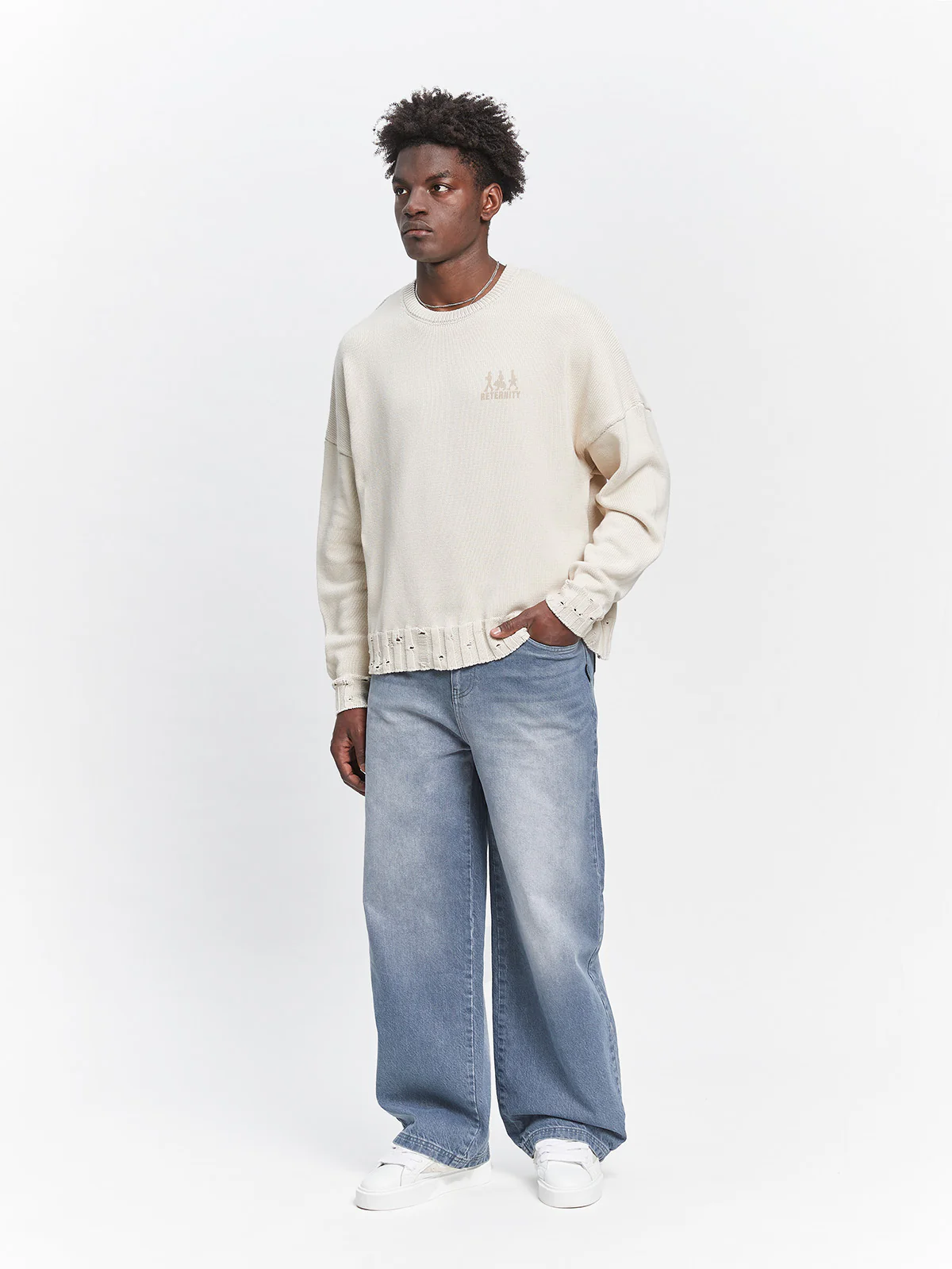 CREATIVE DEPT LOGO KNIT SWEATER - CREAM - Image 12