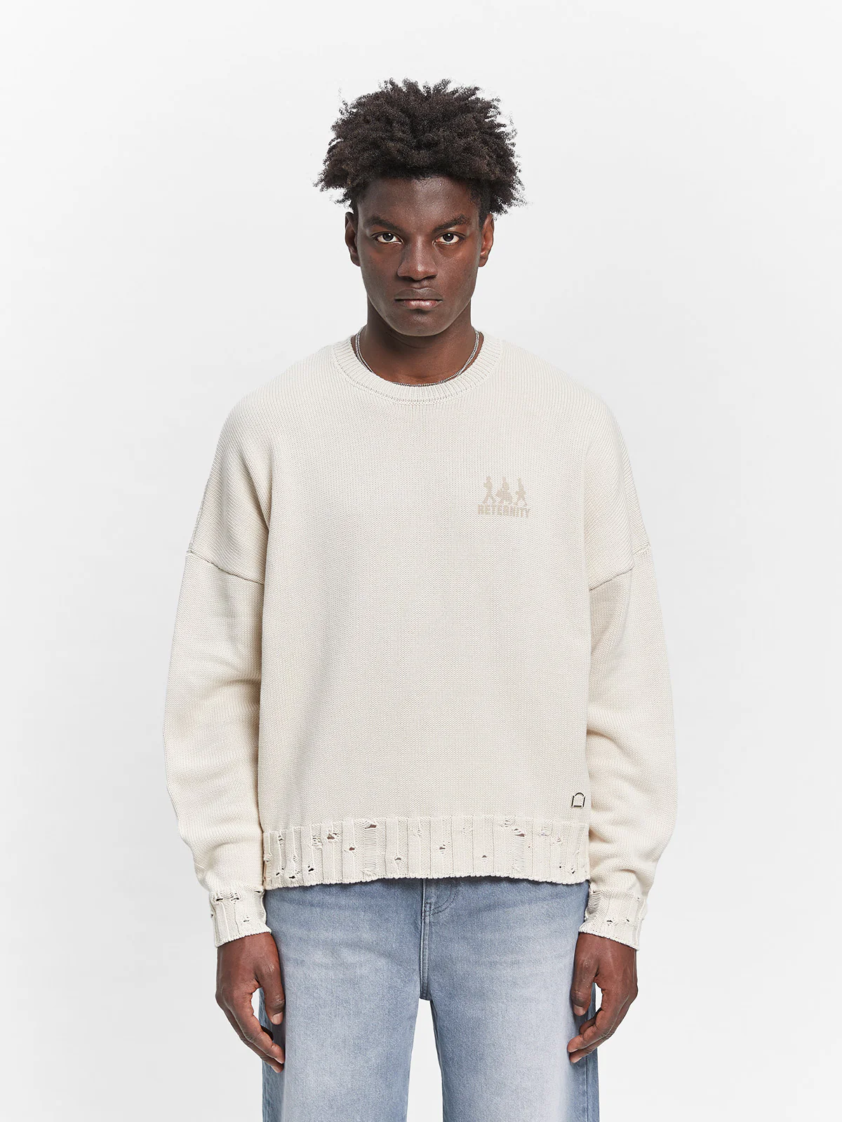 CREATIVE DEPT LOGO KNIT SWEATER - CREAM - Image 3