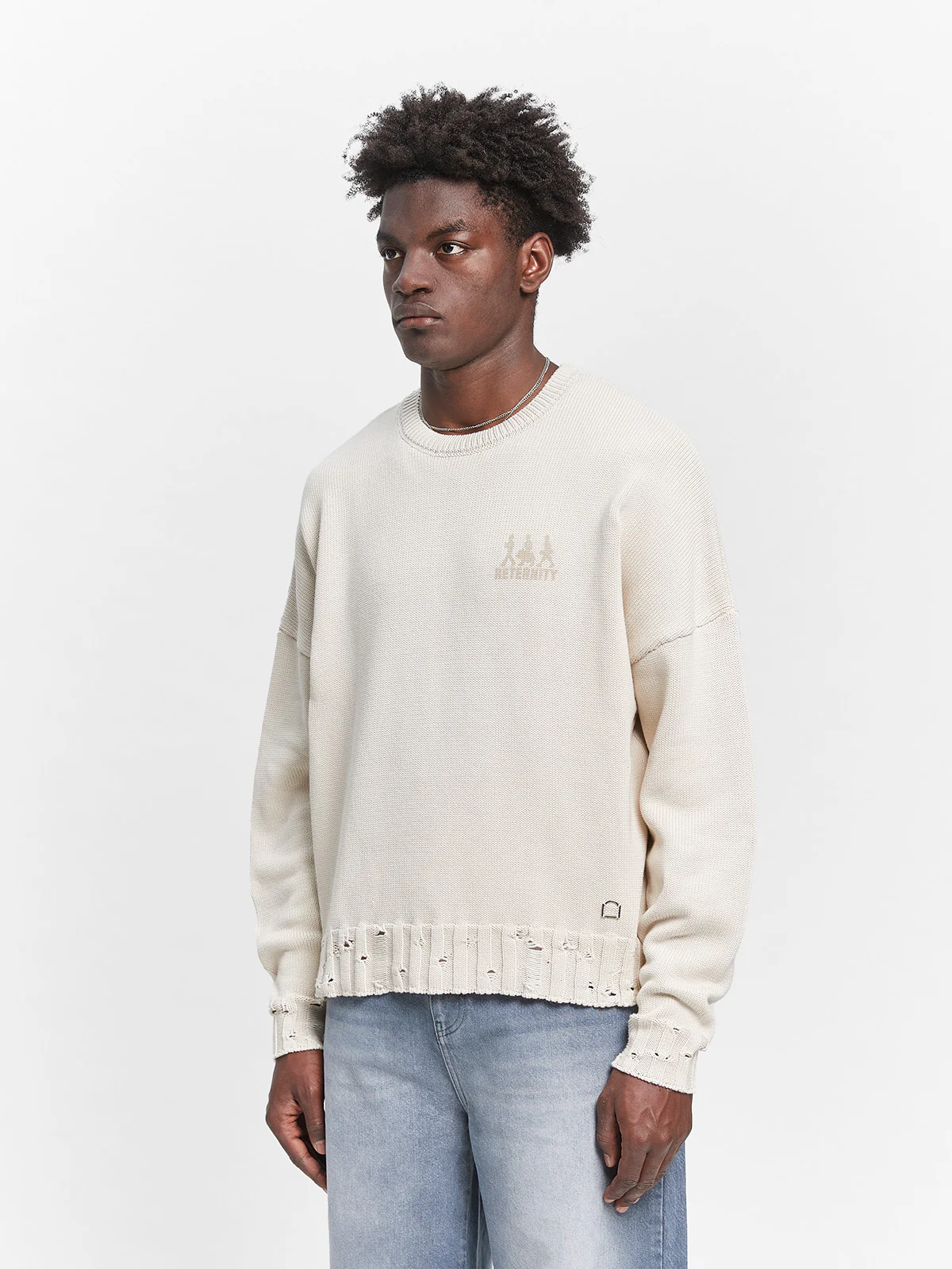 CREATIVE DEPT LOGO KNIT SWEATER - CREAM - Image 4