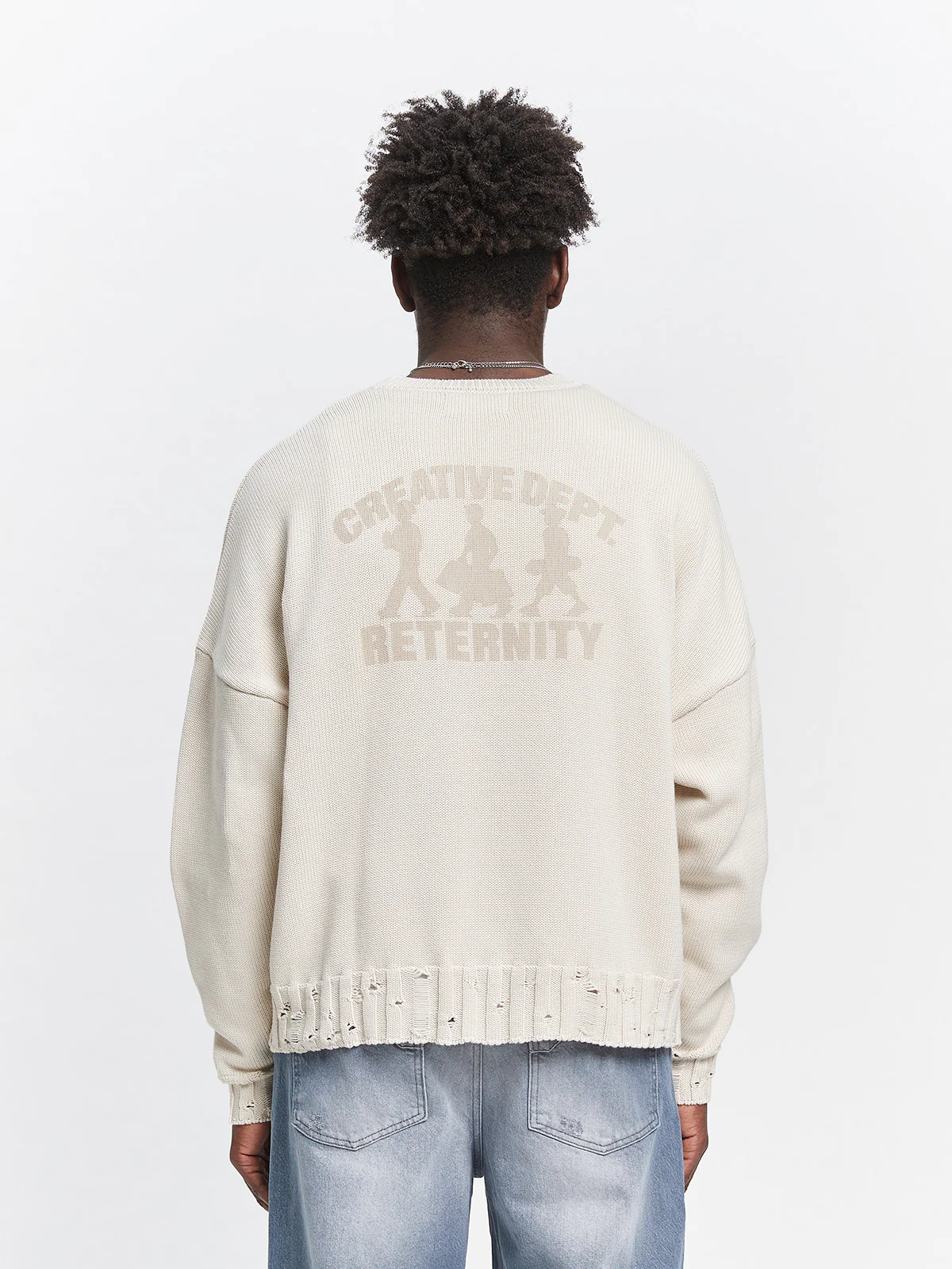 CREATIVE DEPT LOGO KNIT SWEATER - CREAM - Image 6