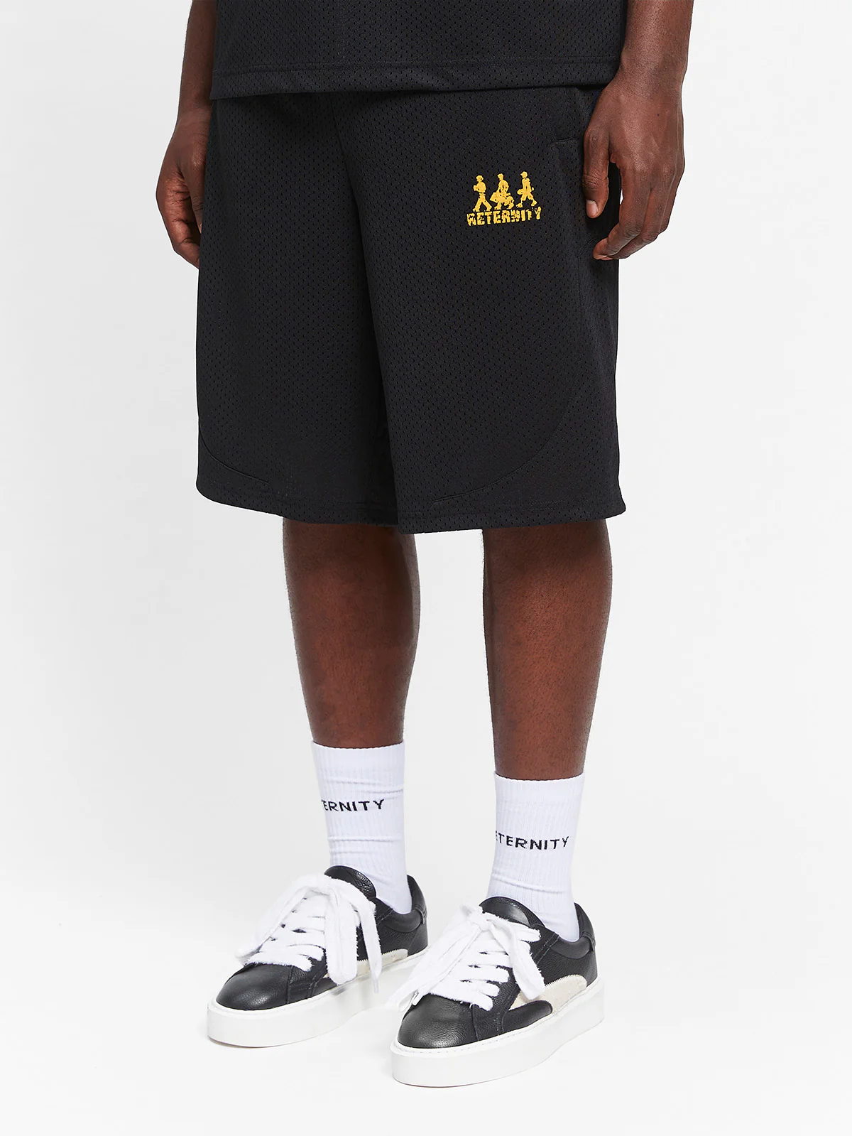 CREATIVE DEPT LOGO MESH SHORTS - BLACK - Image 3