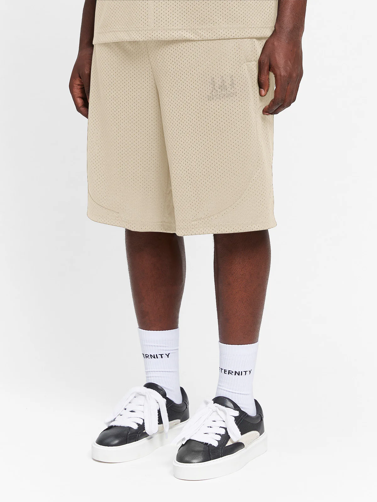 CREATIVE DEPT LOGO MESH SHORTS - CREAM - Image 4