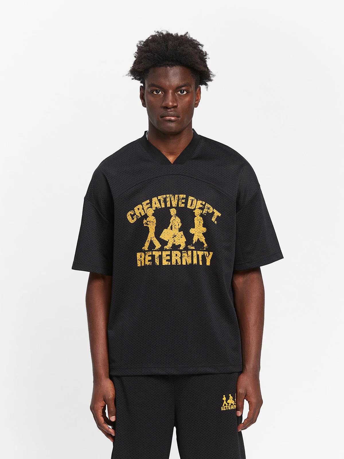 CREATIVE DEPT LOGO MESH T-SHIRT - BLACK - Image 2