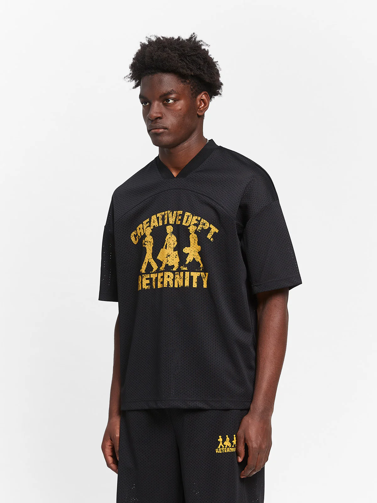 CREATIVE DEPT LOGO MESH T-SHIRT - BLACK - Image 3