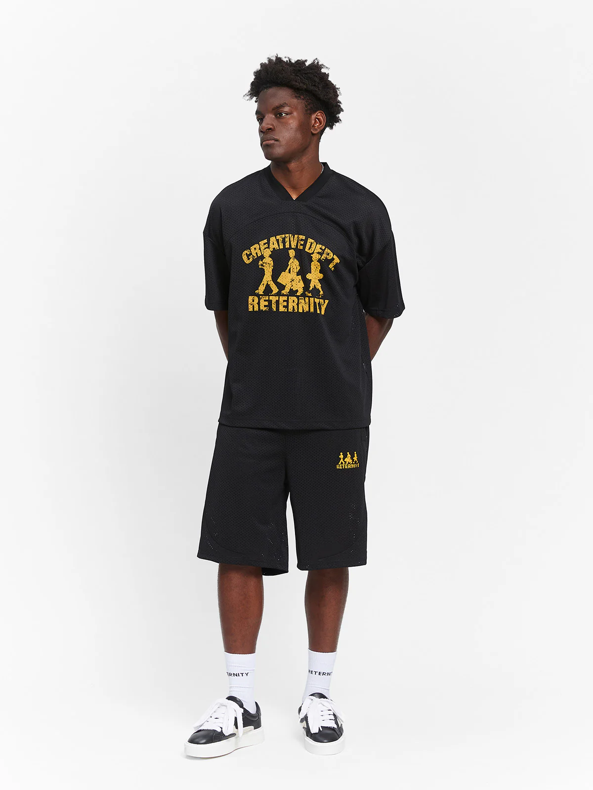 CREATIVE DEPT LOGO MESH T-SHIRT - BLACK - Image 7