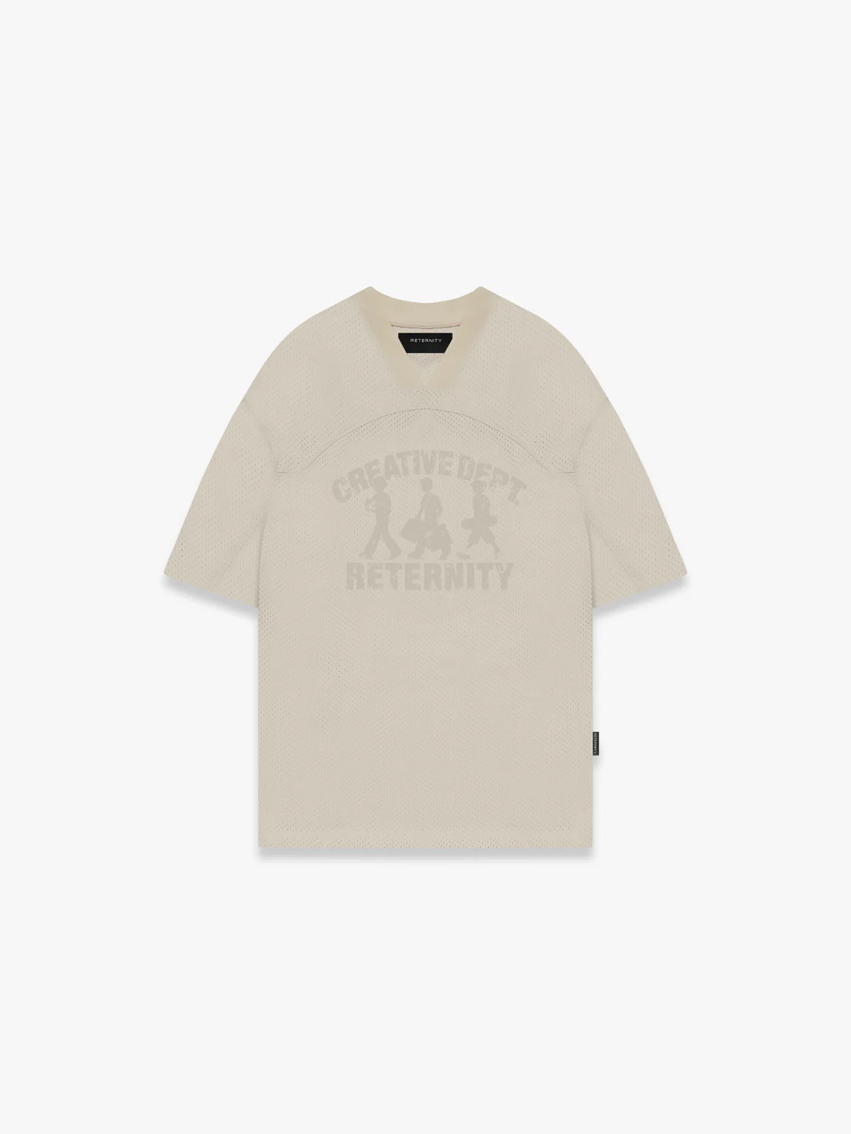 CREATIVE DEPT LOGO MESH T-SHIRT - CREAM