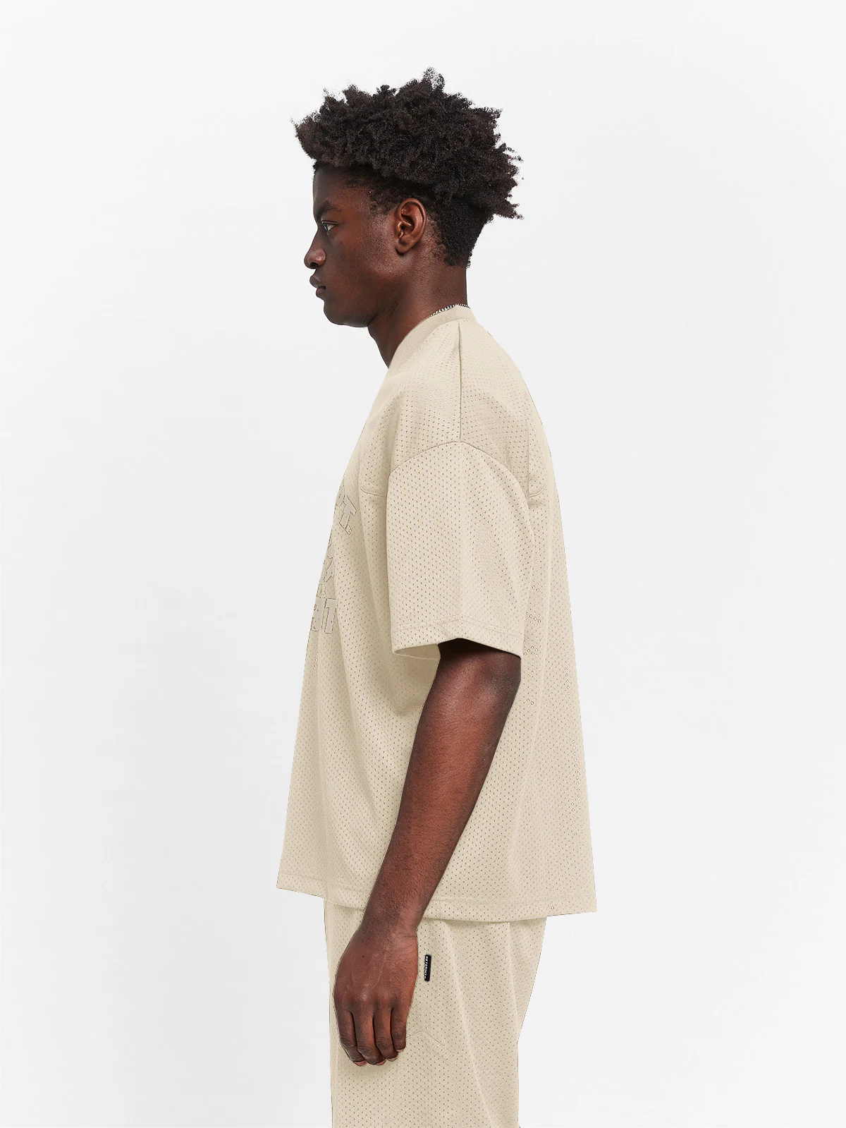 CREATIVE DEPT LOGO MESH T-SHIRT - CREAM - Image 5