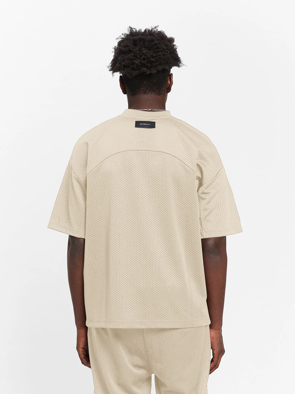CREATIVE DEPT LOGO MESH T-SHIRT - CREAM - Image 6