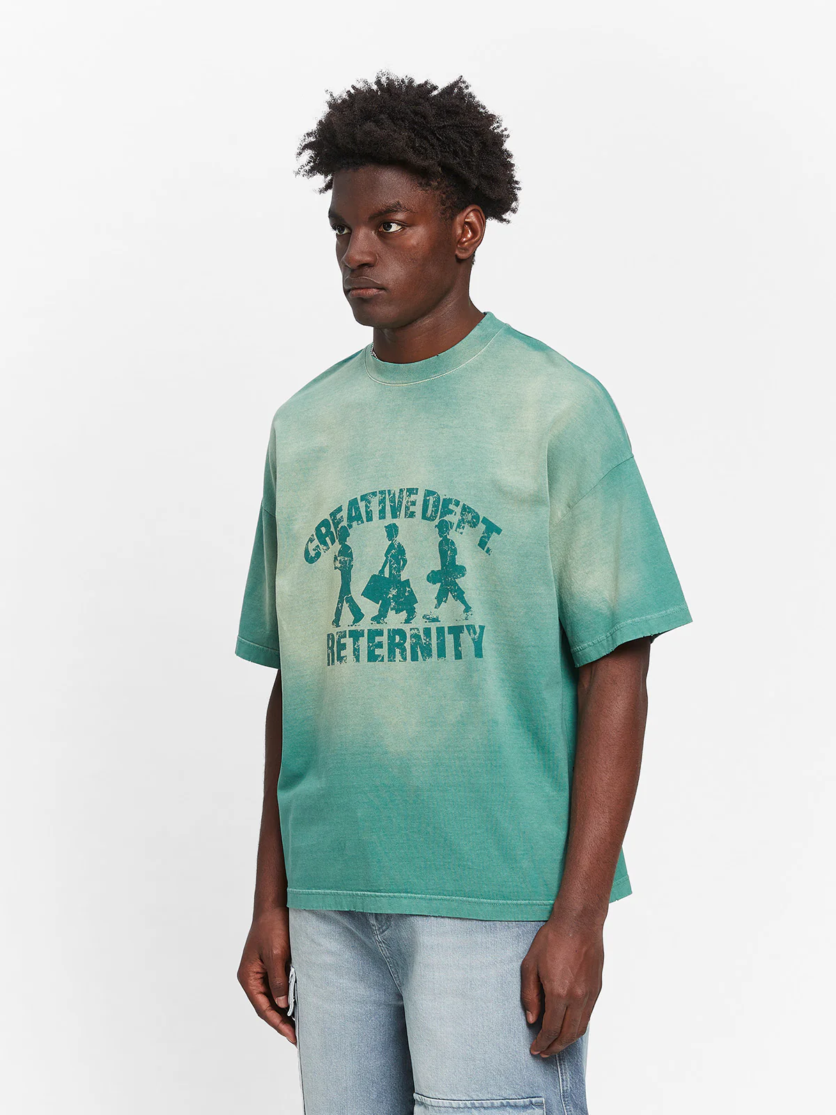 CREATIVE DEPT LOGO T-SHIRT - WASHED GREEN - Image 4