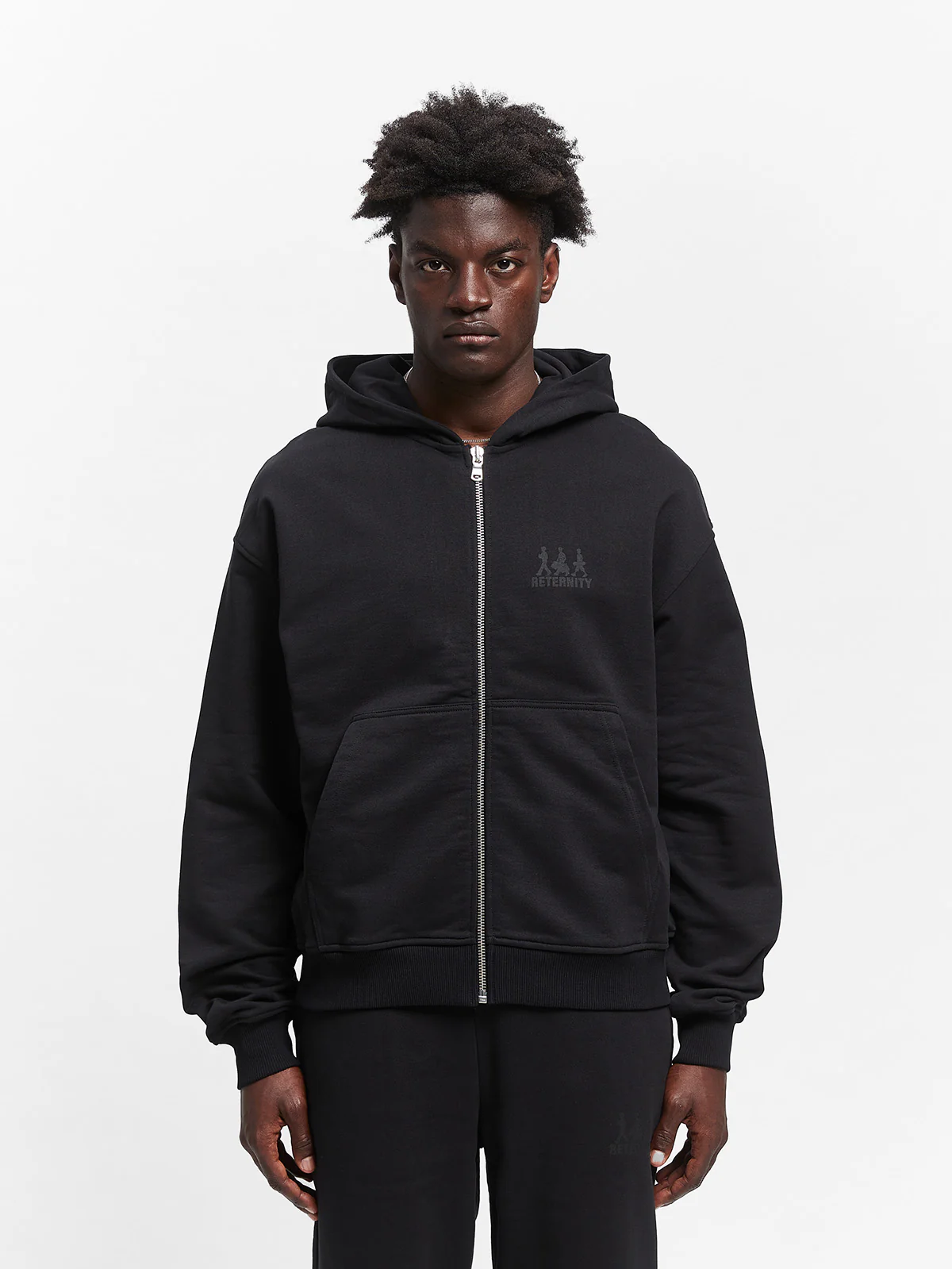 CREATIVE DEPT LOGO ZIP-HOODIE - BLACK - Image 3