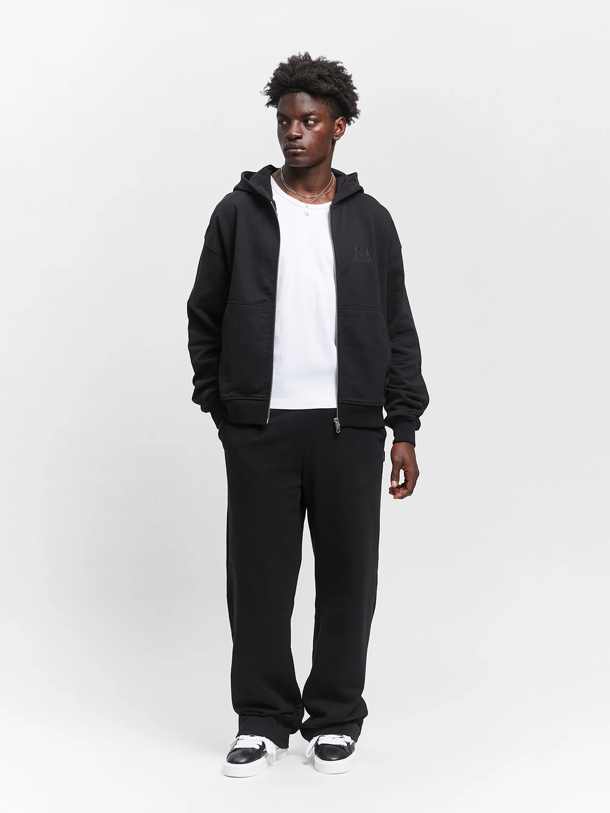 CREATIVE DEPT LOGO ZIP-HOODIE - BLACK - Image 8