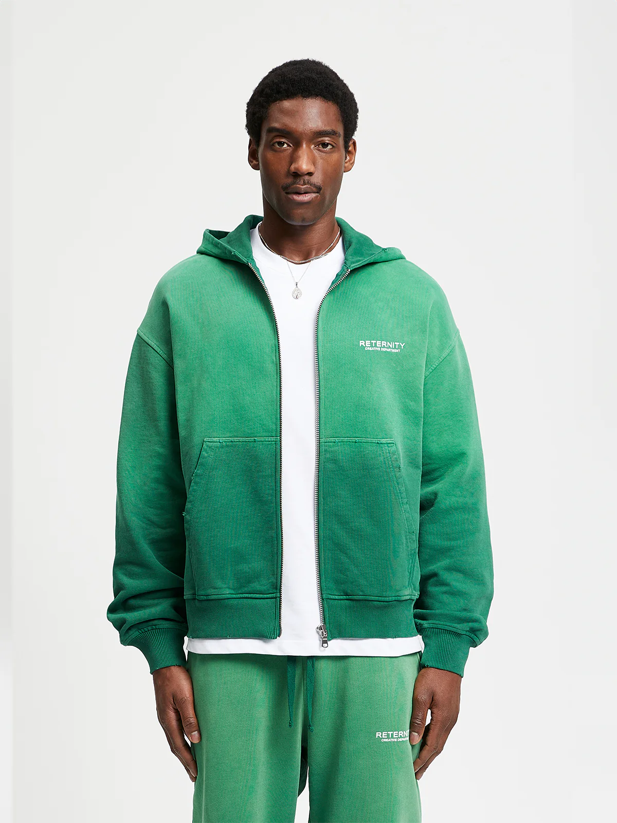 CREATIVE DEPT ZIP-HOODIE - FADED GREEN - Image 3
