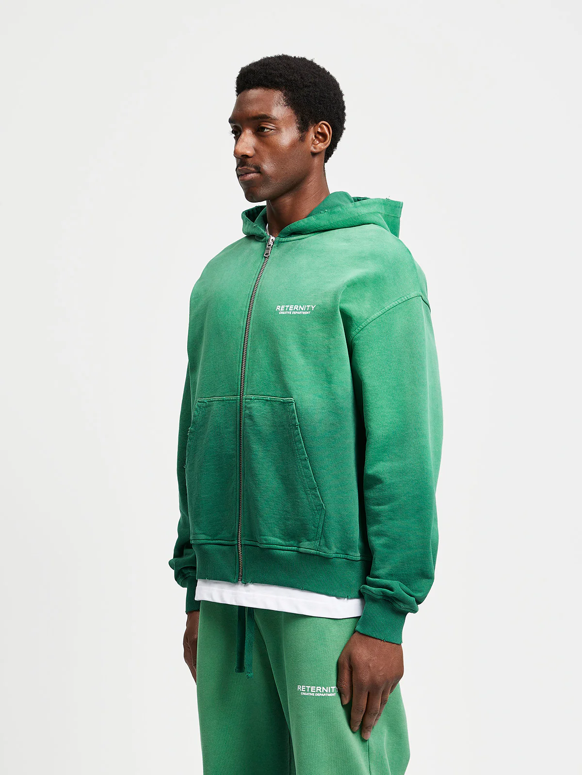 CREATIVE DEPT ZIP-HOODIE - FADED GREEN - Image 4