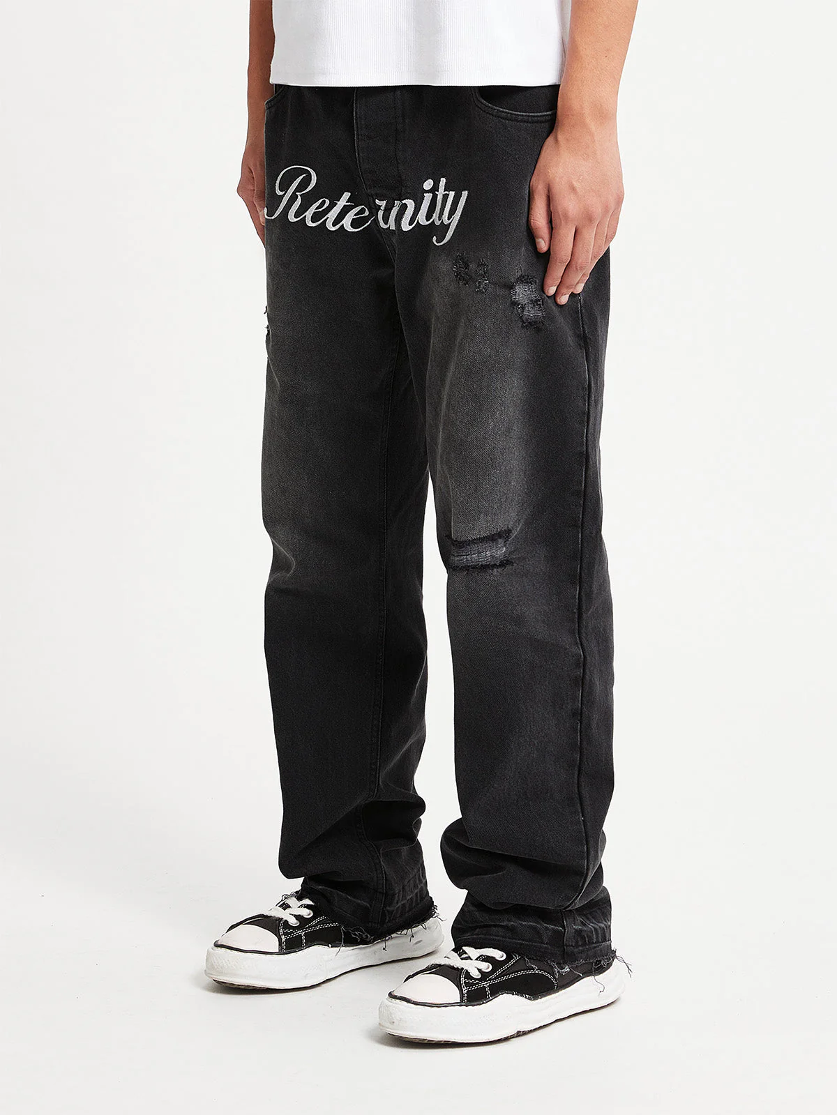 DENIM WITH APPLICATION - WASHED BLACK - Image 3