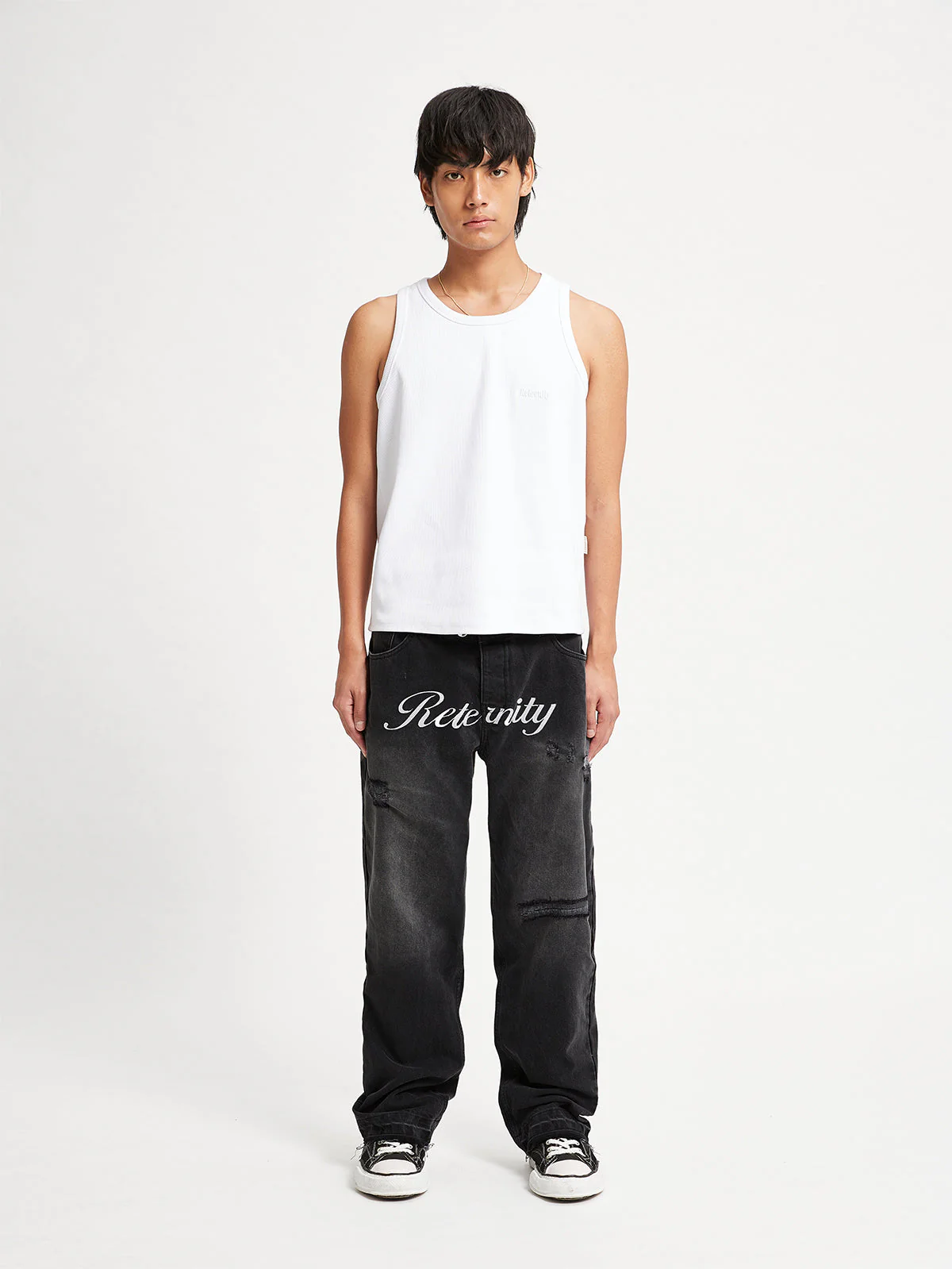 DENIM WITH APPLICATION - WASHED BLACK - Image 6