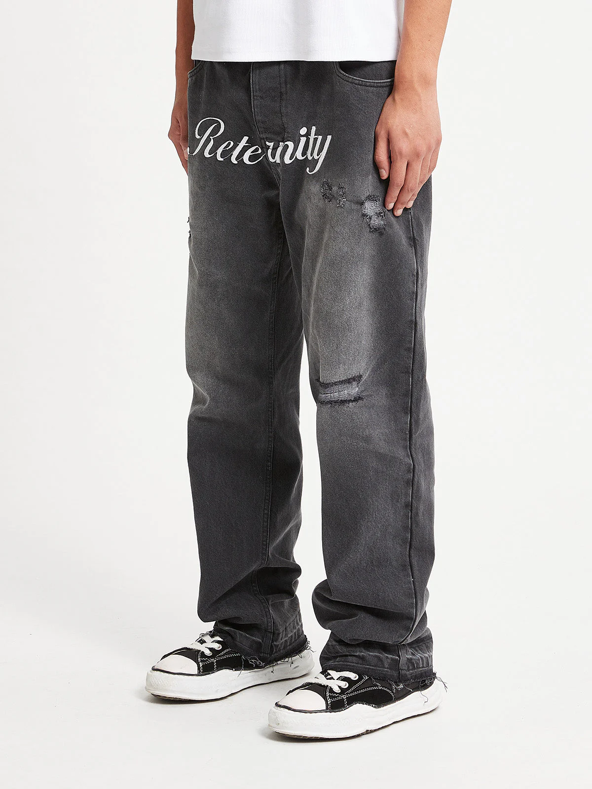 DENIM WITH APPLICATION - WASHED GREY - Image 3