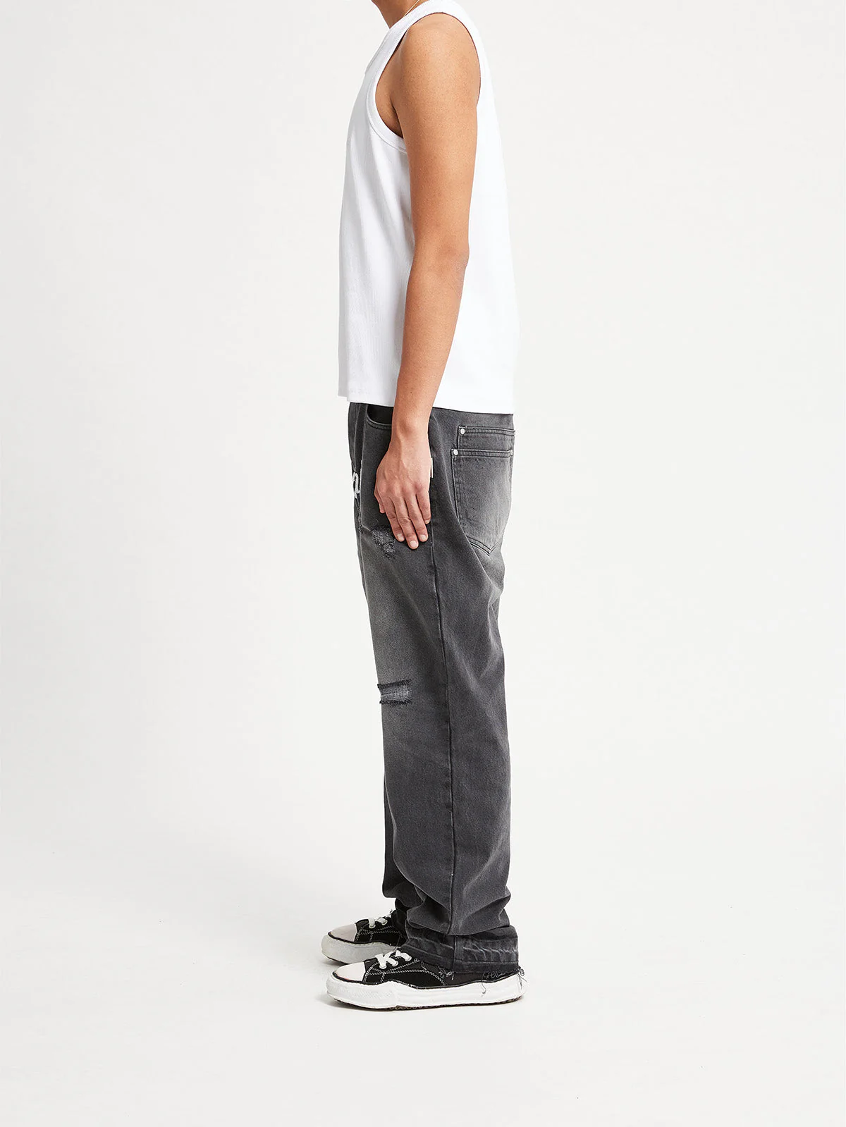 DENIM WITH APPLICATION - WASHED GREY - Image 4